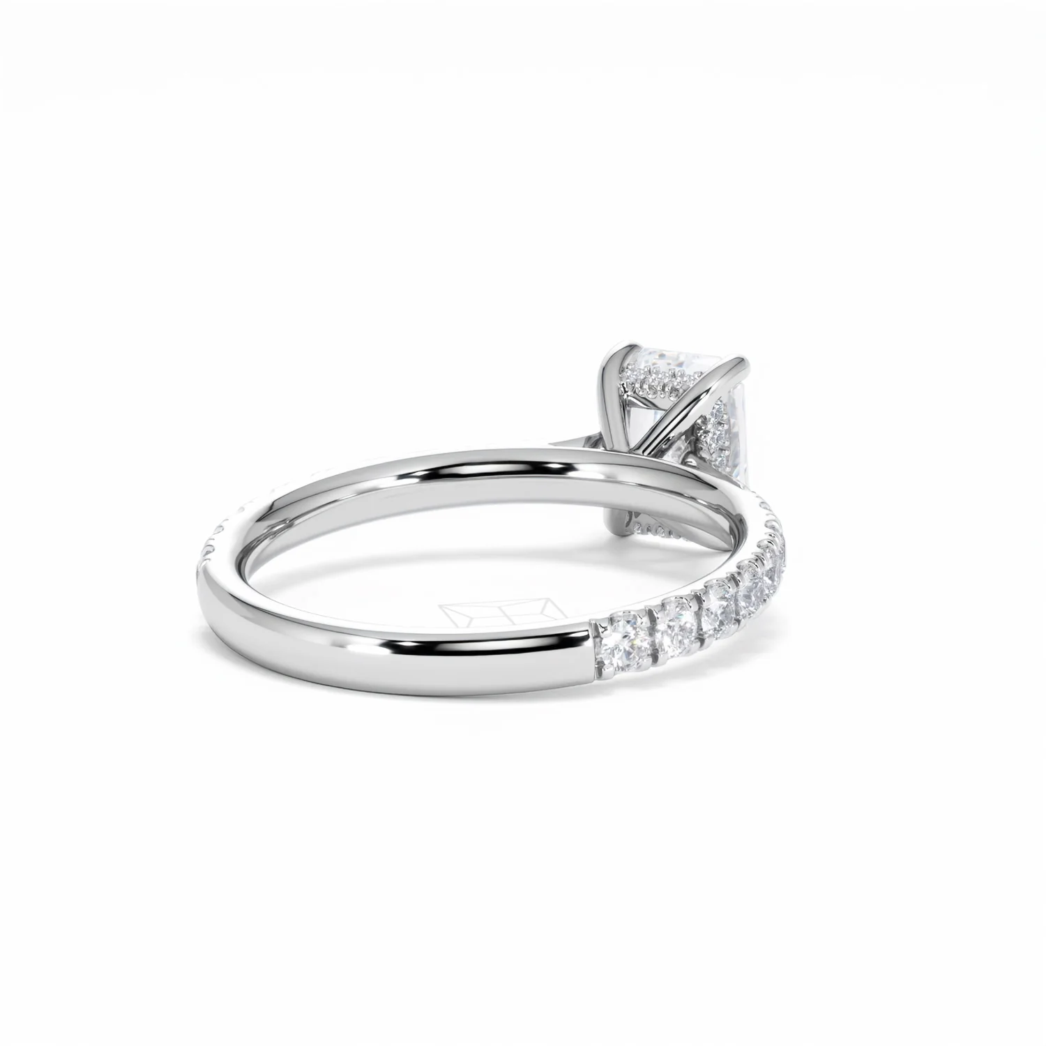 Amora Radiant 1.00ct Hidden Halo Lab Diamond Engagement Ring With Side Stones Set in 18K White Gold - Image 43