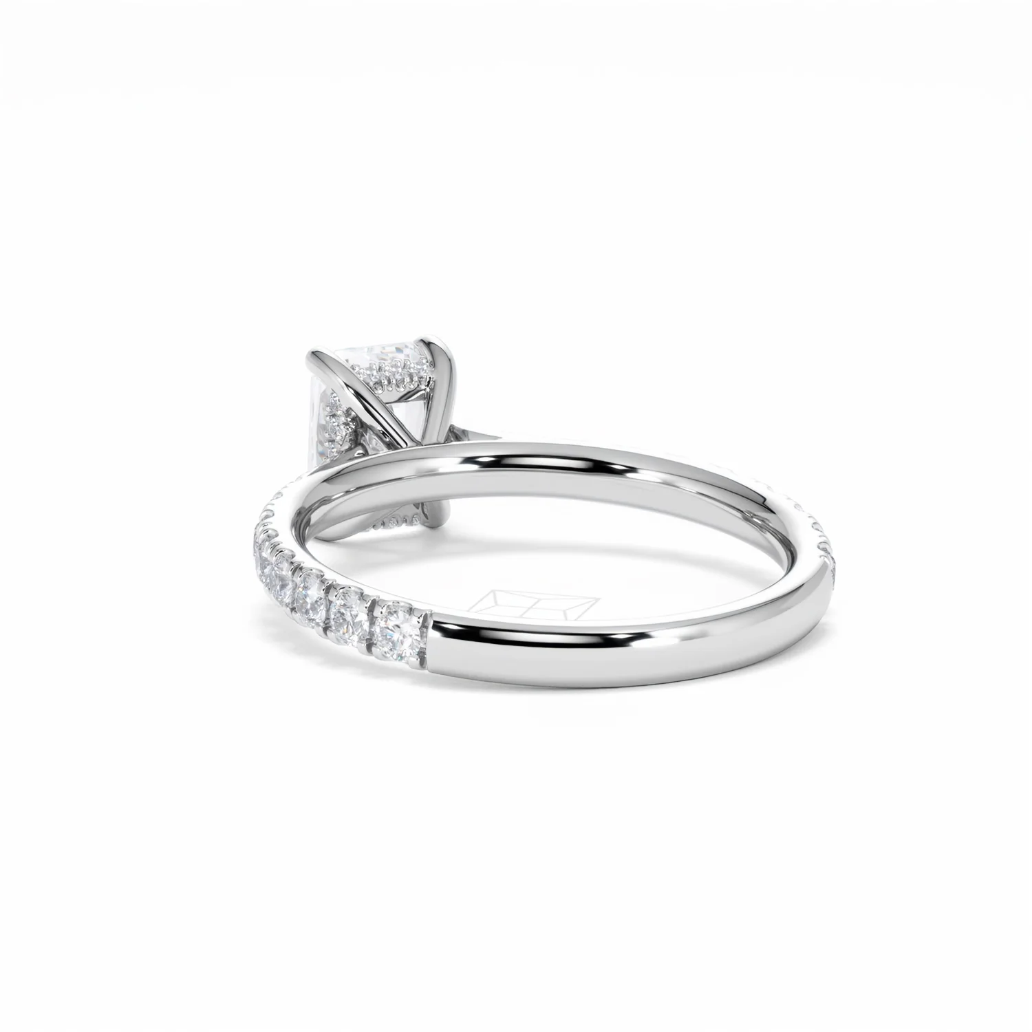 Amora Radiant 1.00ct Hidden Halo Lab Diamond Engagement Ring With Side Stones Set in 18K White Gold - Image 56