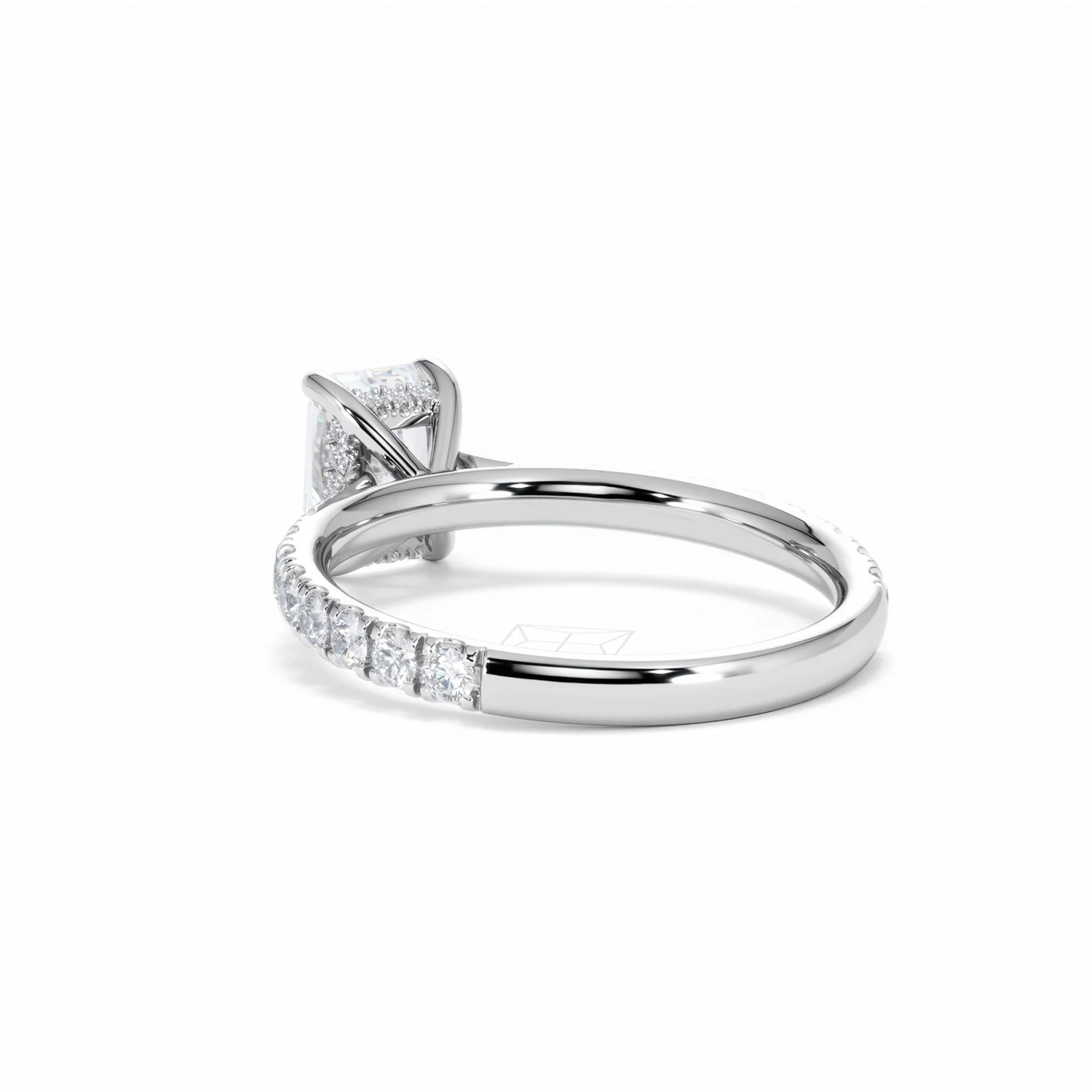 Amora Radiant 1.00ct Hidden Halo Lab Diamond Engagement Ring With Side Stones Set in 18K White Gold - Image 57
