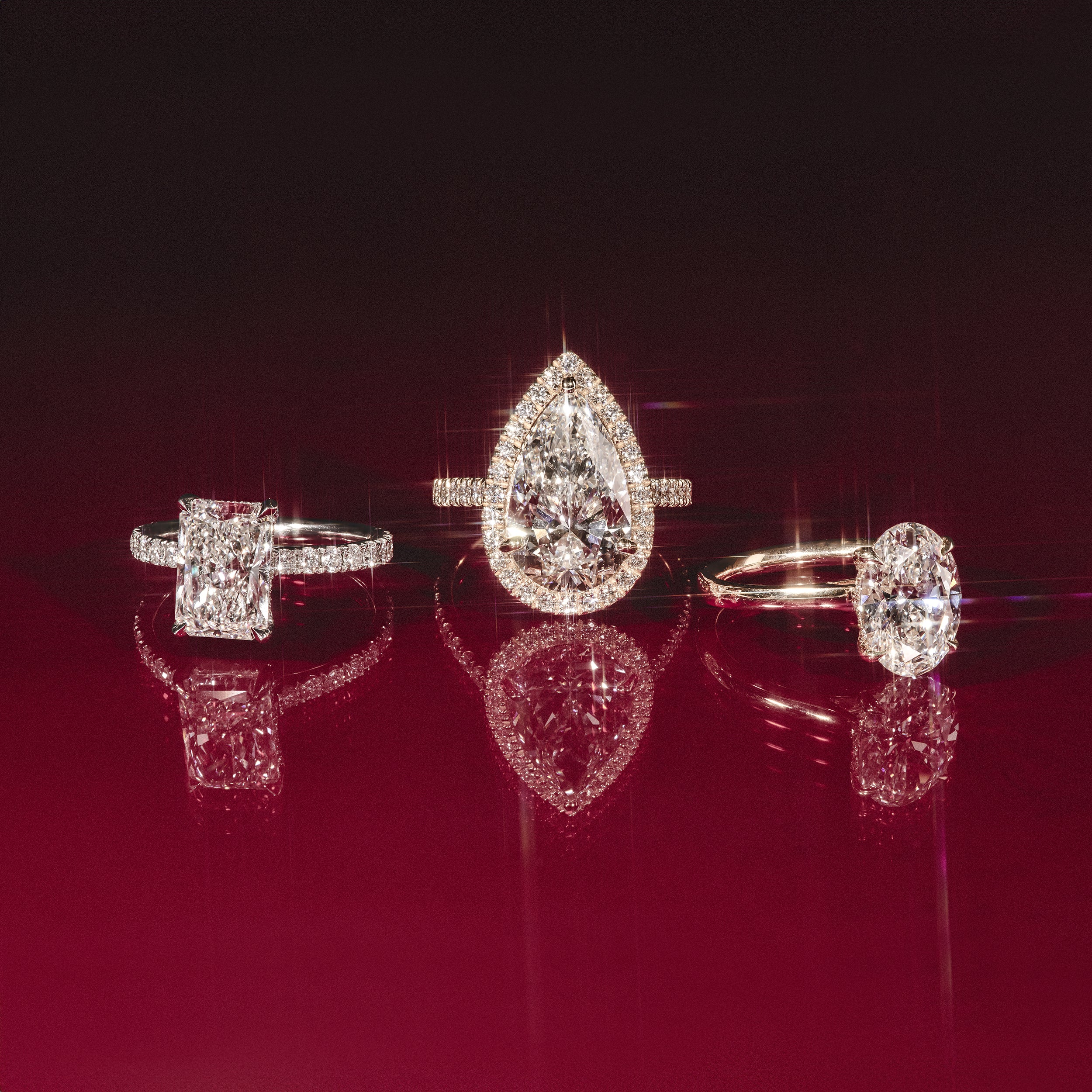 Amora Radiant 1.00ct Hidden Halo Lab Diamond Engagement Ring With Side Stones Set in 18K White Gold - Image 8