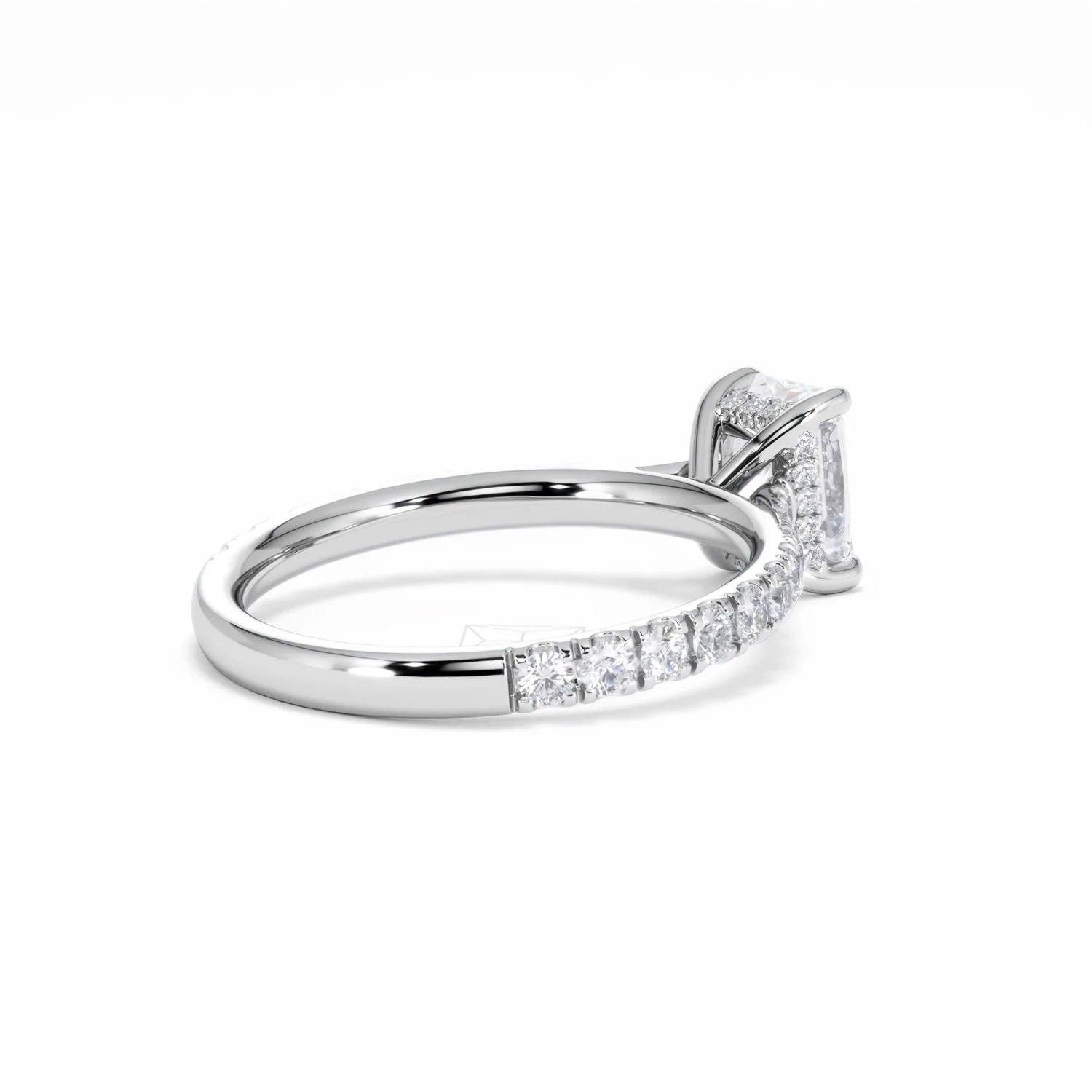 Amora Radiant 1.00ct Hidden Halo Lab Diamond Engagement Ring With Side Stones Set in Platinum - Image 39