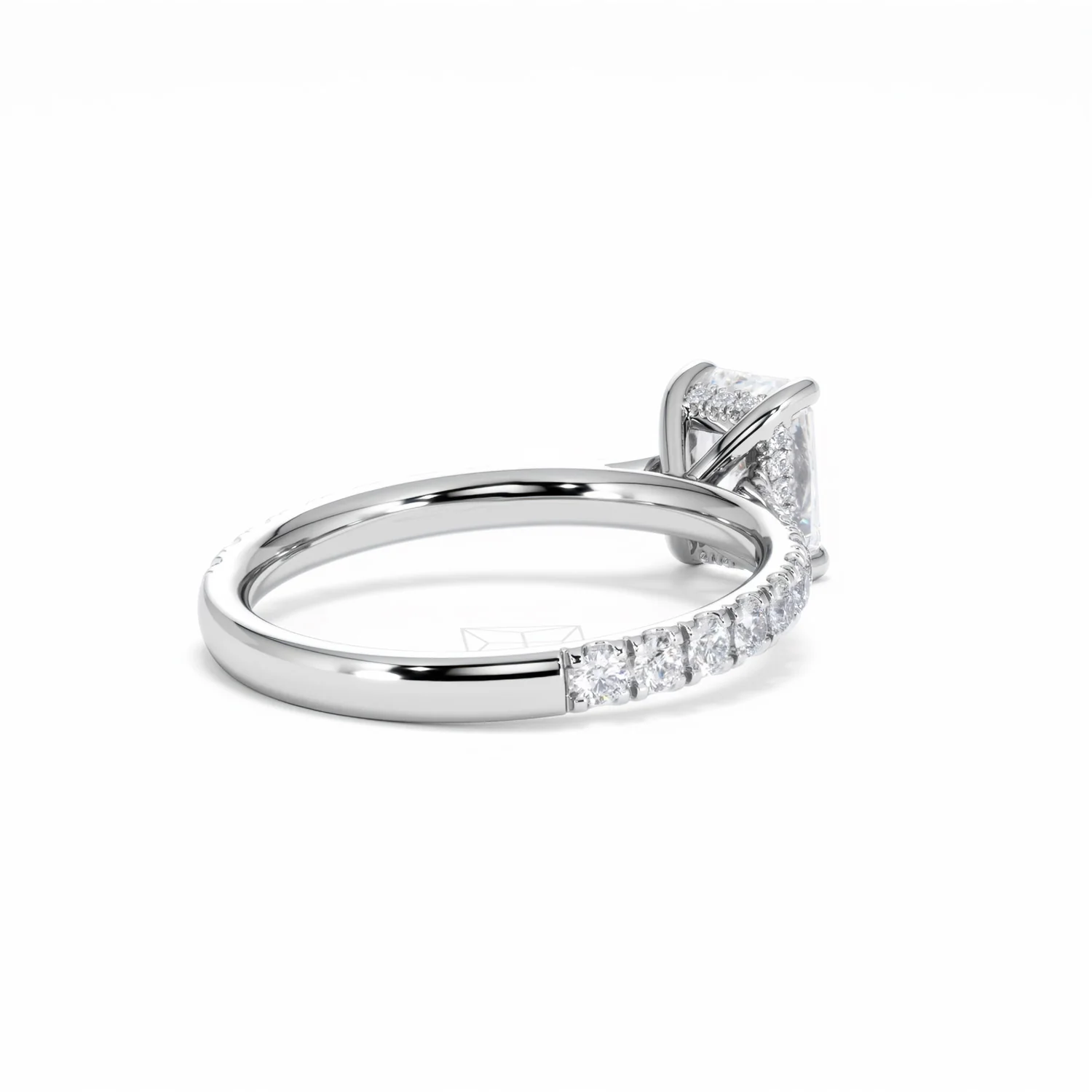Amora Radiant 1.00ct Hidden Halo Lab Diamond Engagement Ring With Side Stones Set in Platinum - Image 41