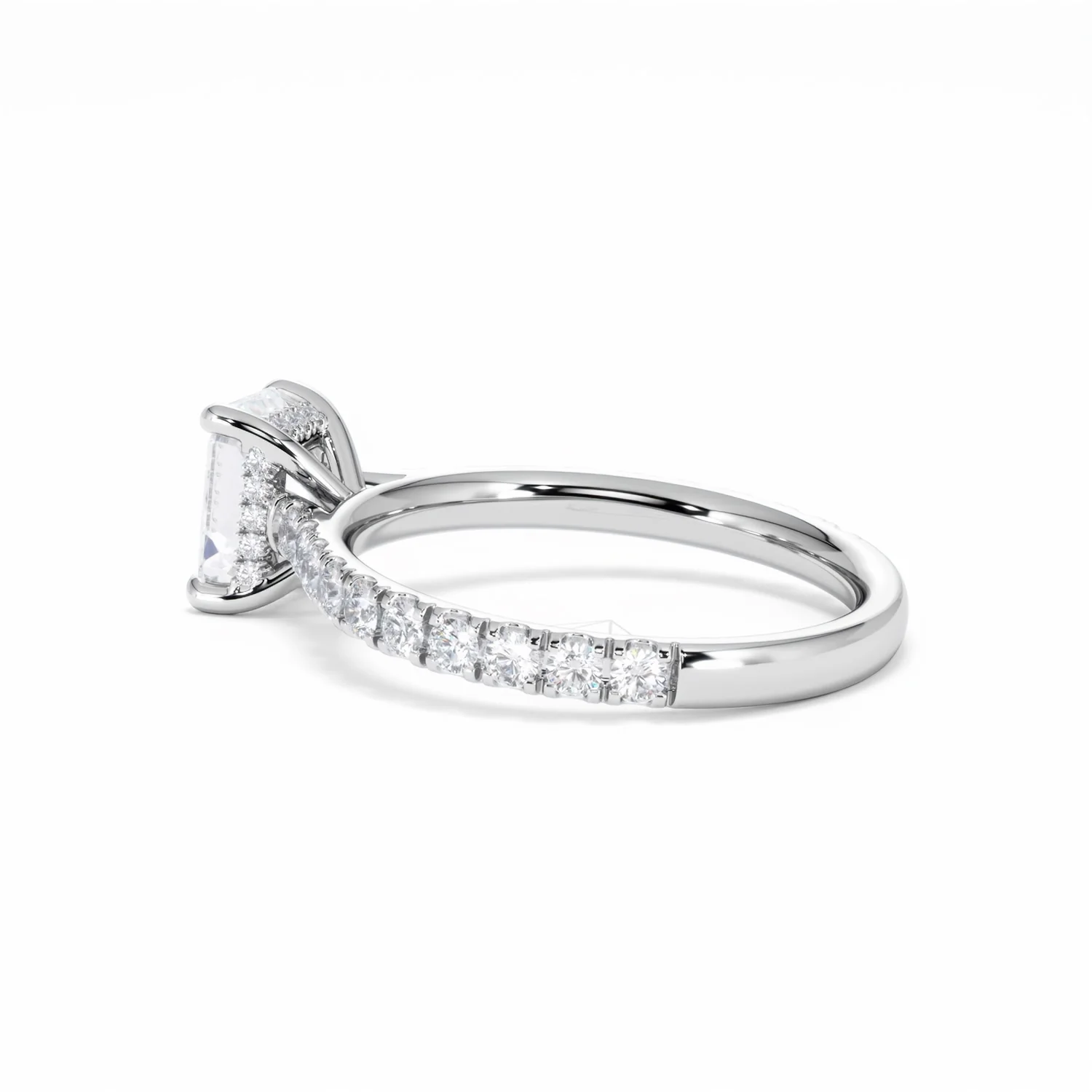 Amora Radiant 1.00ct Hidden Halo Lab Diamond Engagement Ring With Side Stones Set in Platinum - Image 64