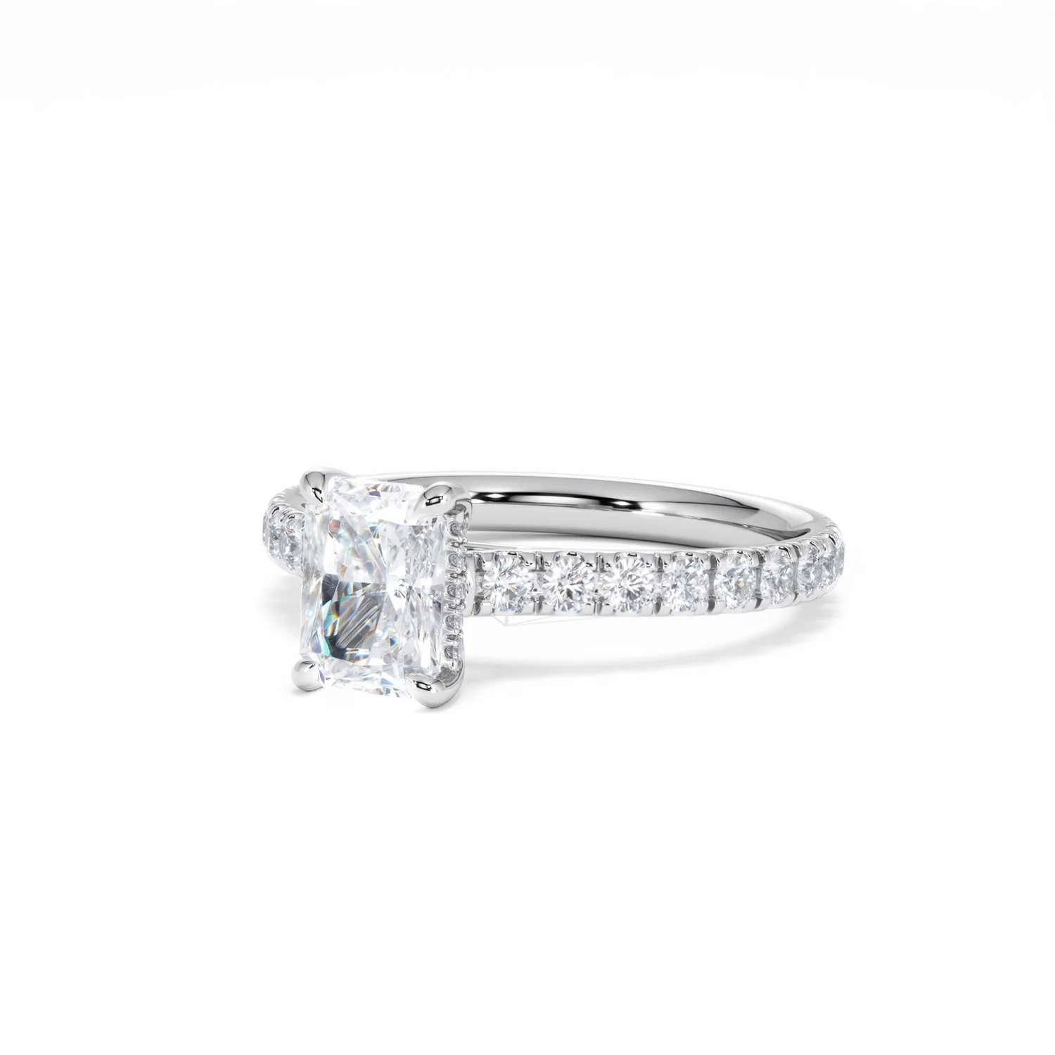 Amora Radiant 1.00ct Hidden Halo Lab Diamond Engagement Ring With Side Stones Set in Platinum - Image 84