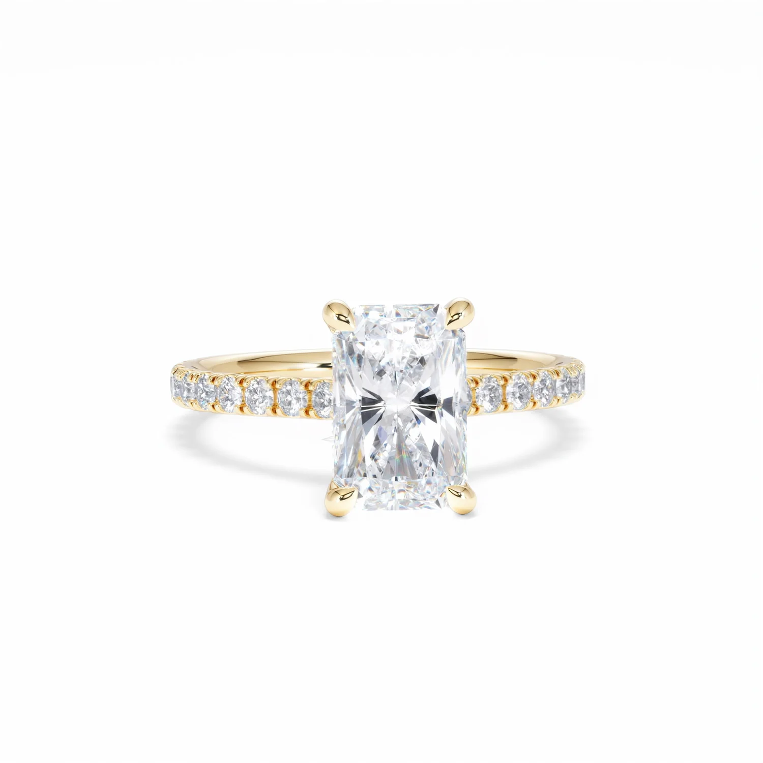 Amora Radiant 2.00ct Hidden Halo Lab Diamond Engagement Ring With Side Stones Set in 18K Gold - Image 10