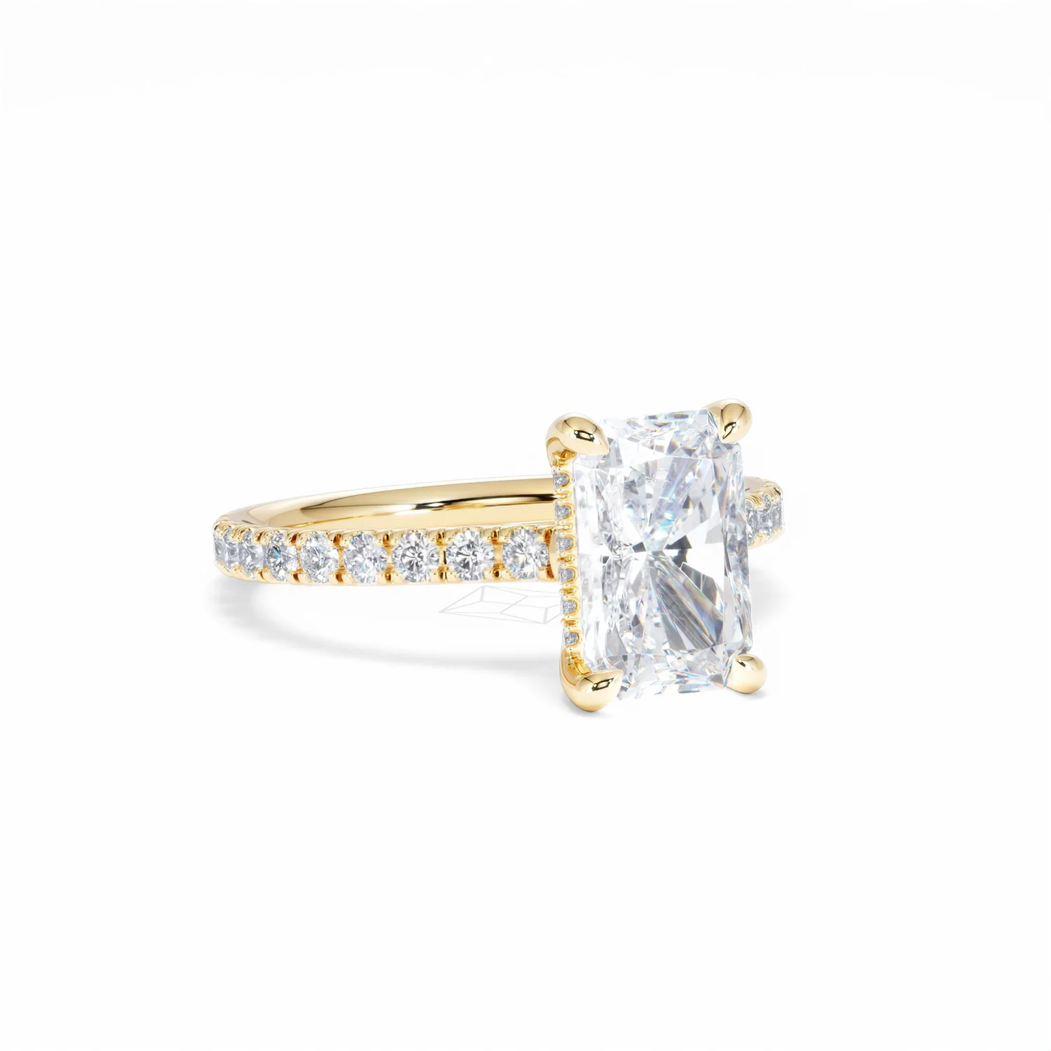 Amora Radiant 2.00ct Hidden Halo Lab Diamond Engagement Ring With Side Stones Set in 18K Gold - Image 14