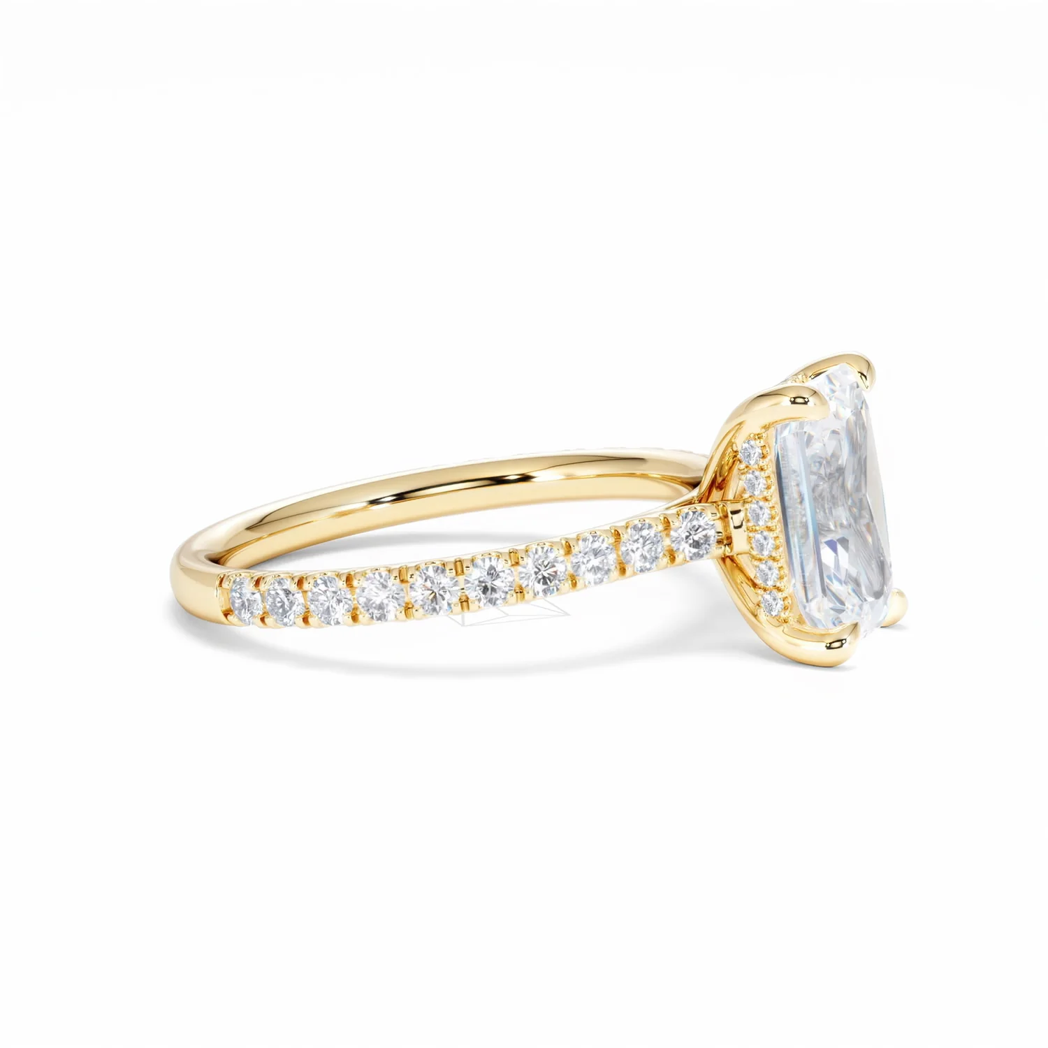 Amora Radiant 2.00ct Hidden Halo Lab Diamond Engagement Ring With Side Stones Set in 18K Gold - Image 24