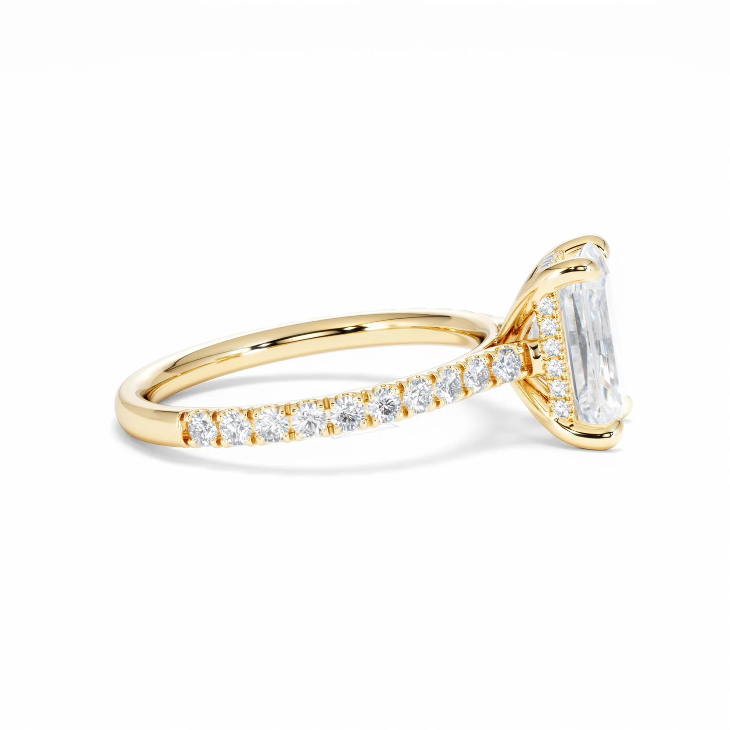 Amora Radiant 2.00ct Hidden Halo Lab Diamond Engagement Ring With Side Stones Set in 18K Gold - Image 27