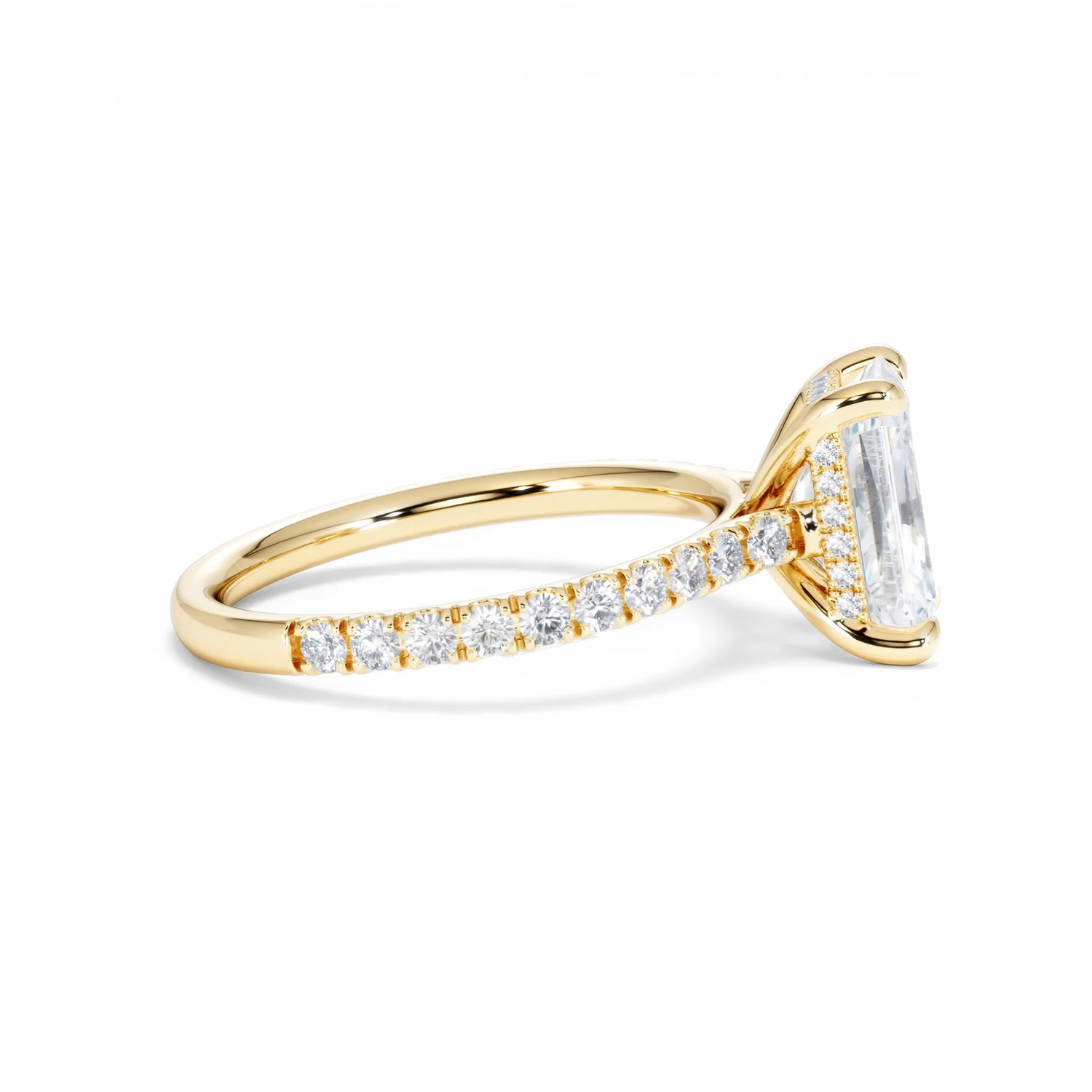 Amora Radiant 2.00ct Hidden Halo Lab Diamond Engagement Ring With Side Stones Set in 18K Gold - Image 28