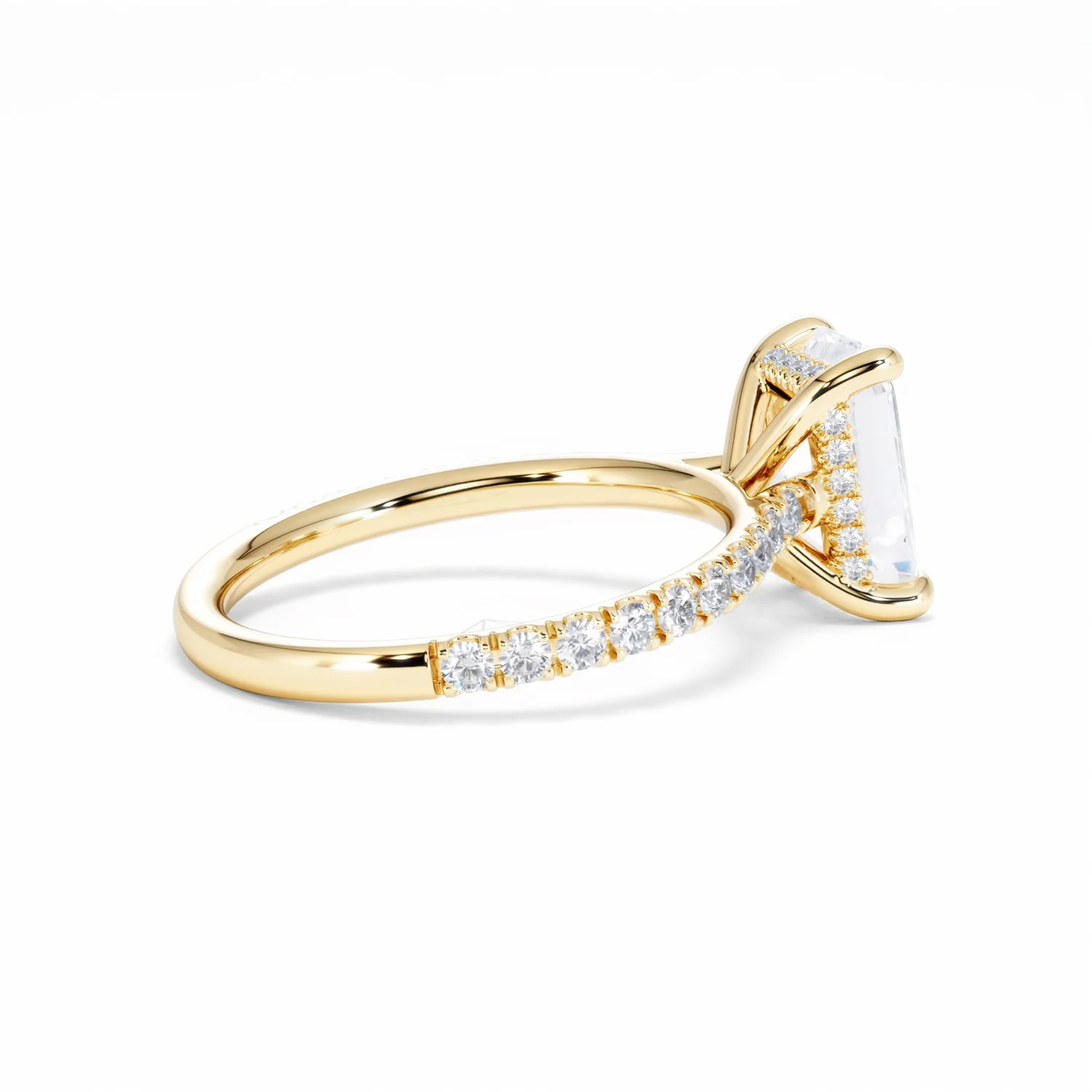 Amora Radiant 2.00ct Hidden Halo Lab Diamond Engagement Ring With Side Stones Set in 18K Gold - Image 34
