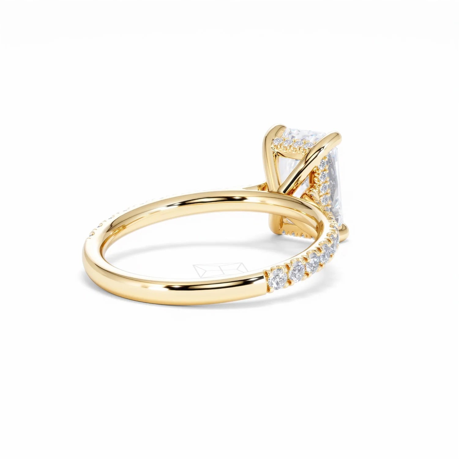 Amora Radiant 2.00ct Hidden Halo Lab Diamond Engagement Ring With Side Stones Set in 18K Gold - Image 41