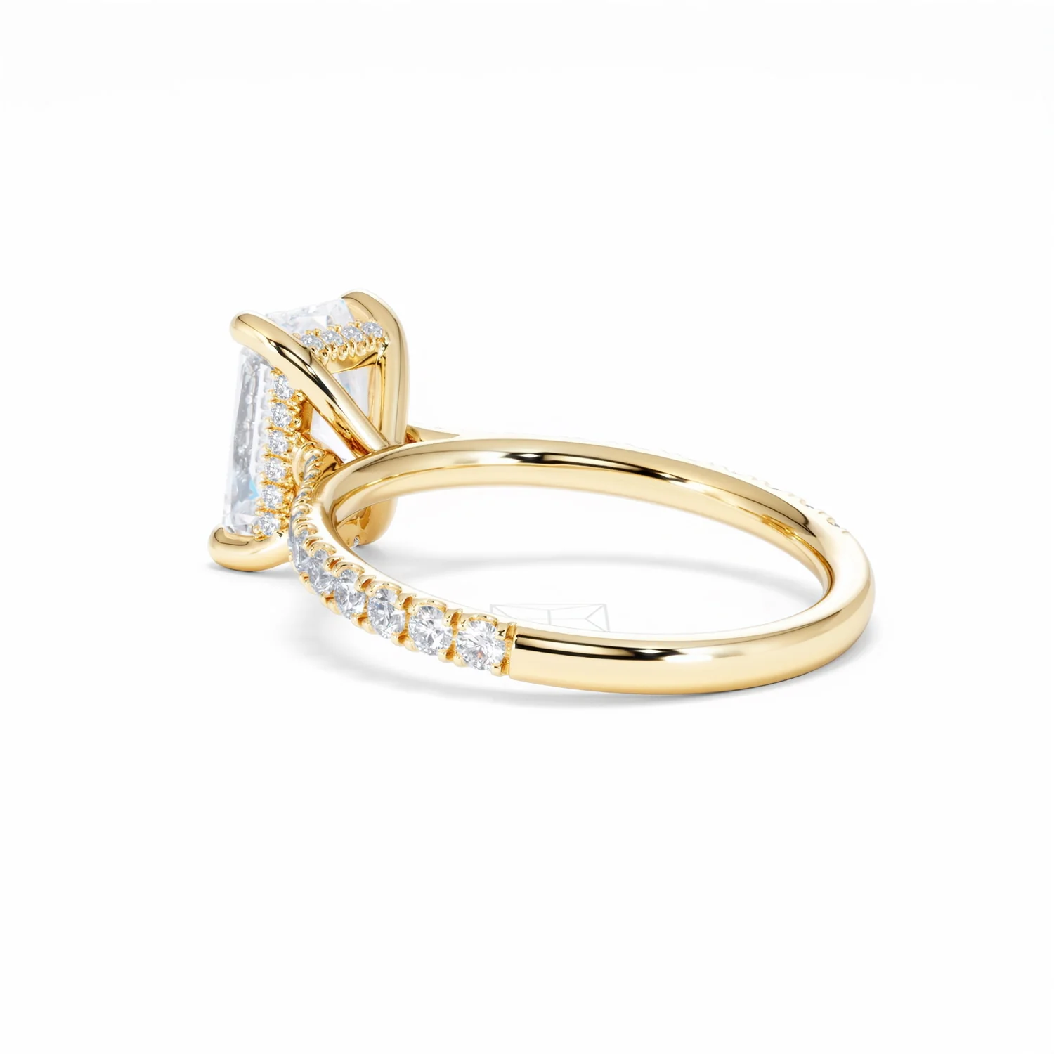 Amora Radiant 2.00ct Hidden Halo Lab Diamond Engagement Ring With Side Stones Set in 18K Gold - Image 59