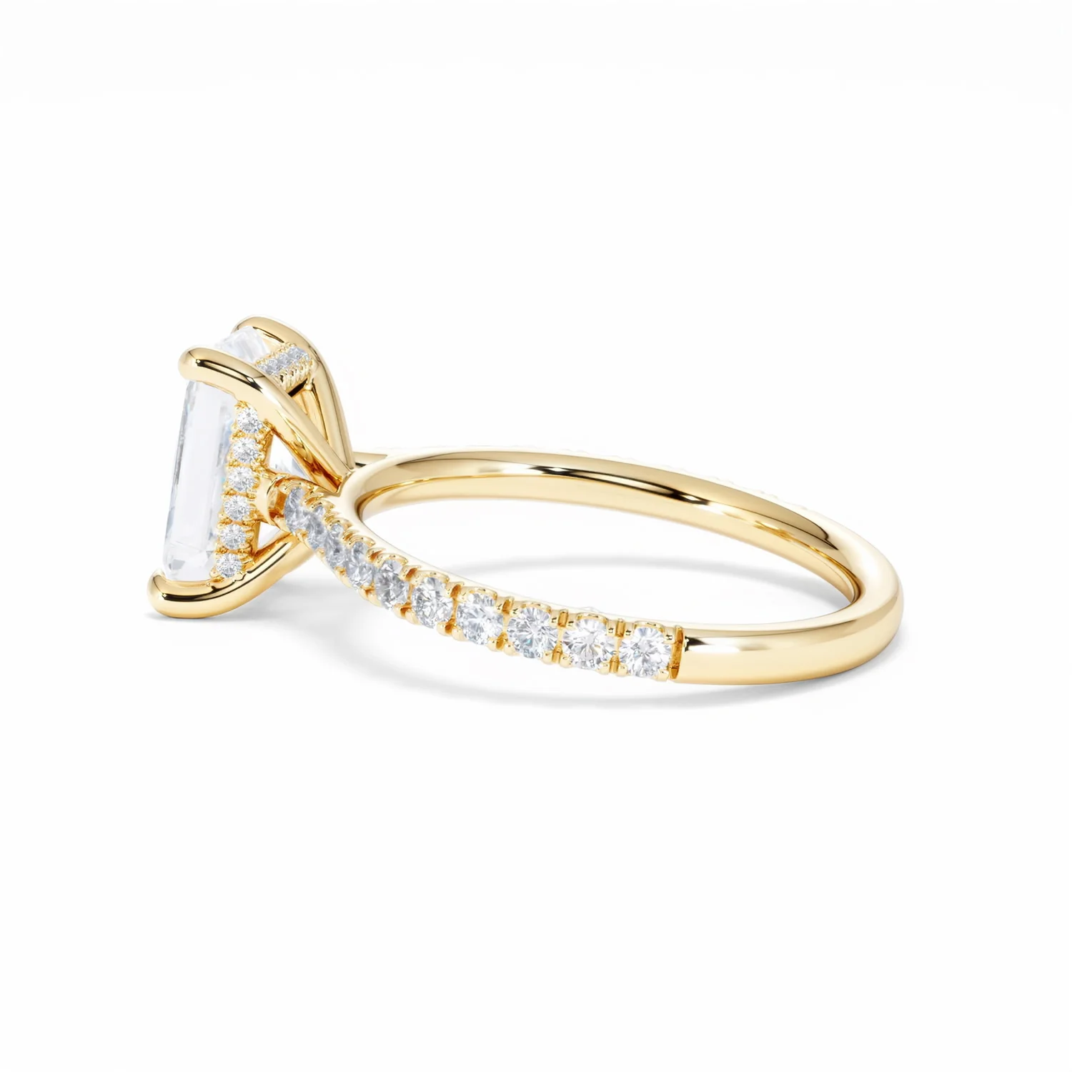 Amora Radiant 2.00ct Hidden Halo Lab Diamond Engagement Ring With Side Stones Set in 18K Gold - Image 65