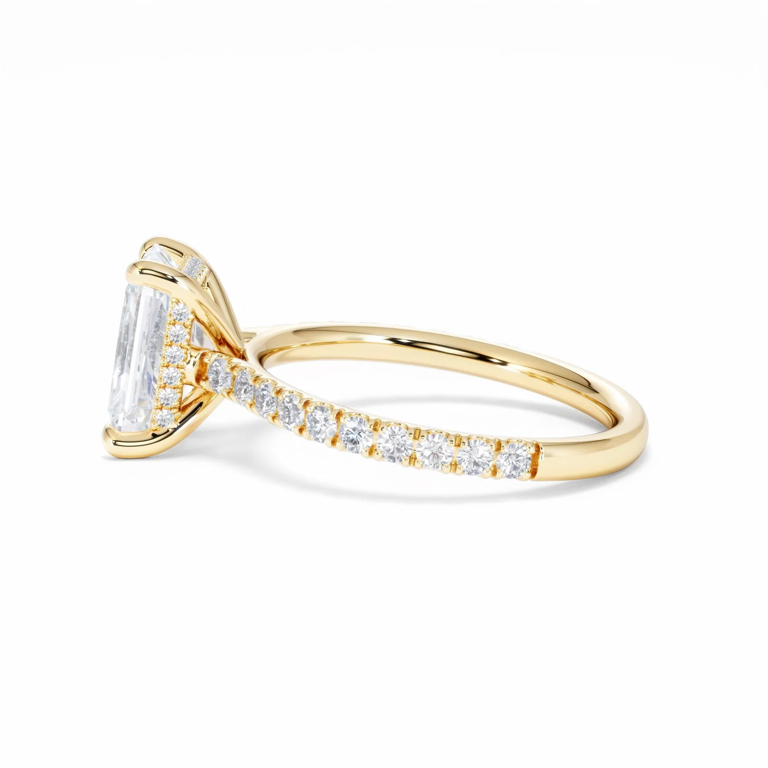 Amora Radiant 2.00ct Hidden Halo Lab Diamond Engagement Ring With Side Stones Set in 18K Gold - Image 68