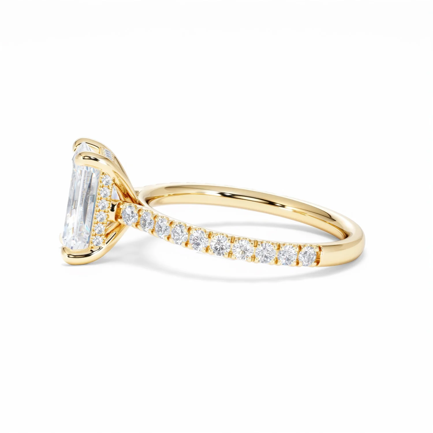 Amora Radiant 2.00ct Hidden Halo Lab Diamond Engagement Ring With Side Stones Set in 18K Gold - Image 70