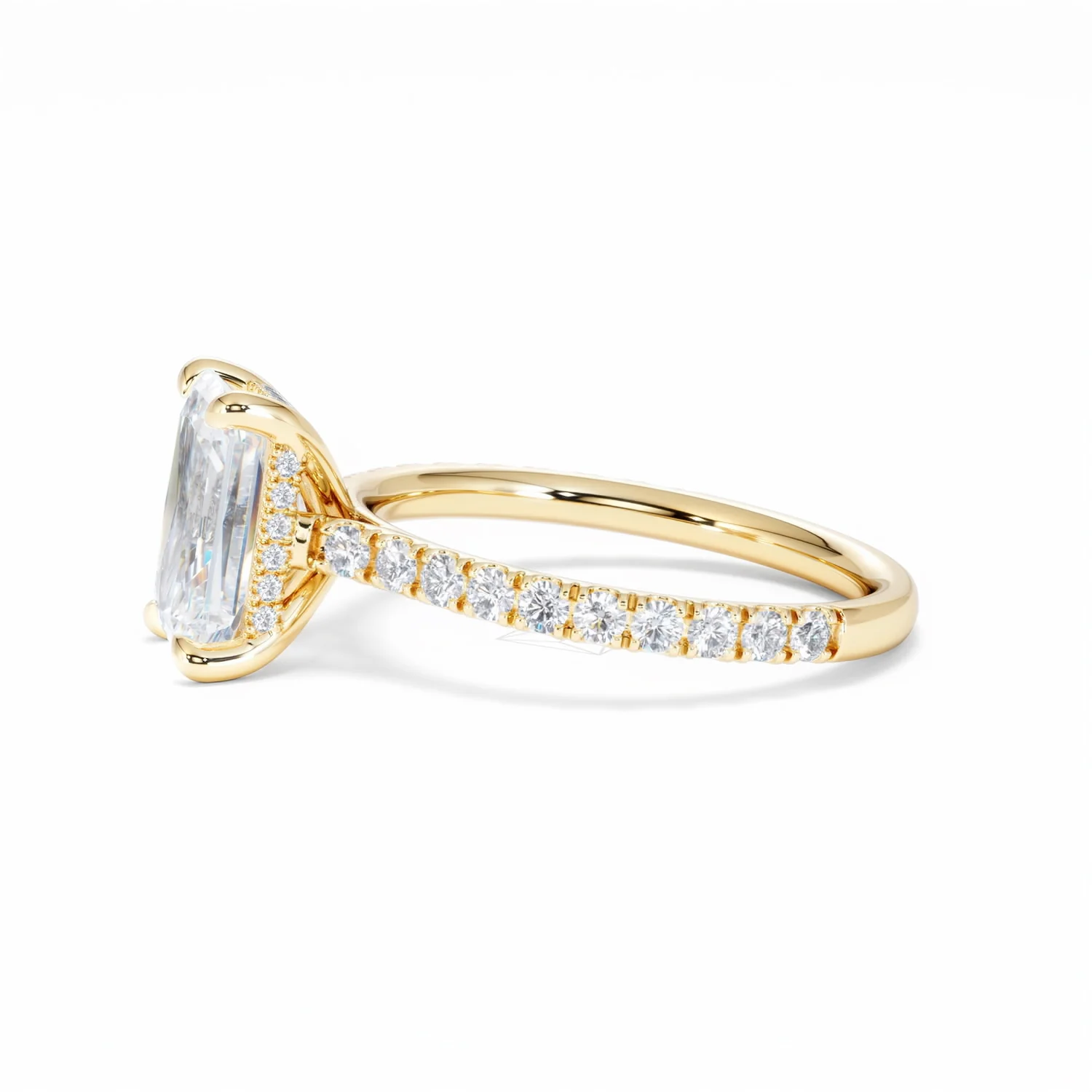 Amora Radiant 2.00ct Hidden Halo Lab Diamond Engagement Ring With Side Stones Set in 18K Gold - Image 72
