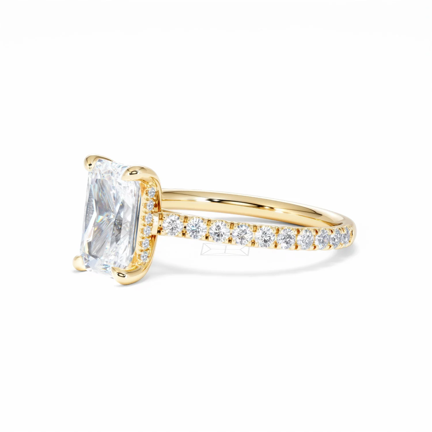 Amora Radiant 2.00ct Hidden Halo Lab Diamond Engagement Ring With Side Stones Set in 18K Gold - Image 78