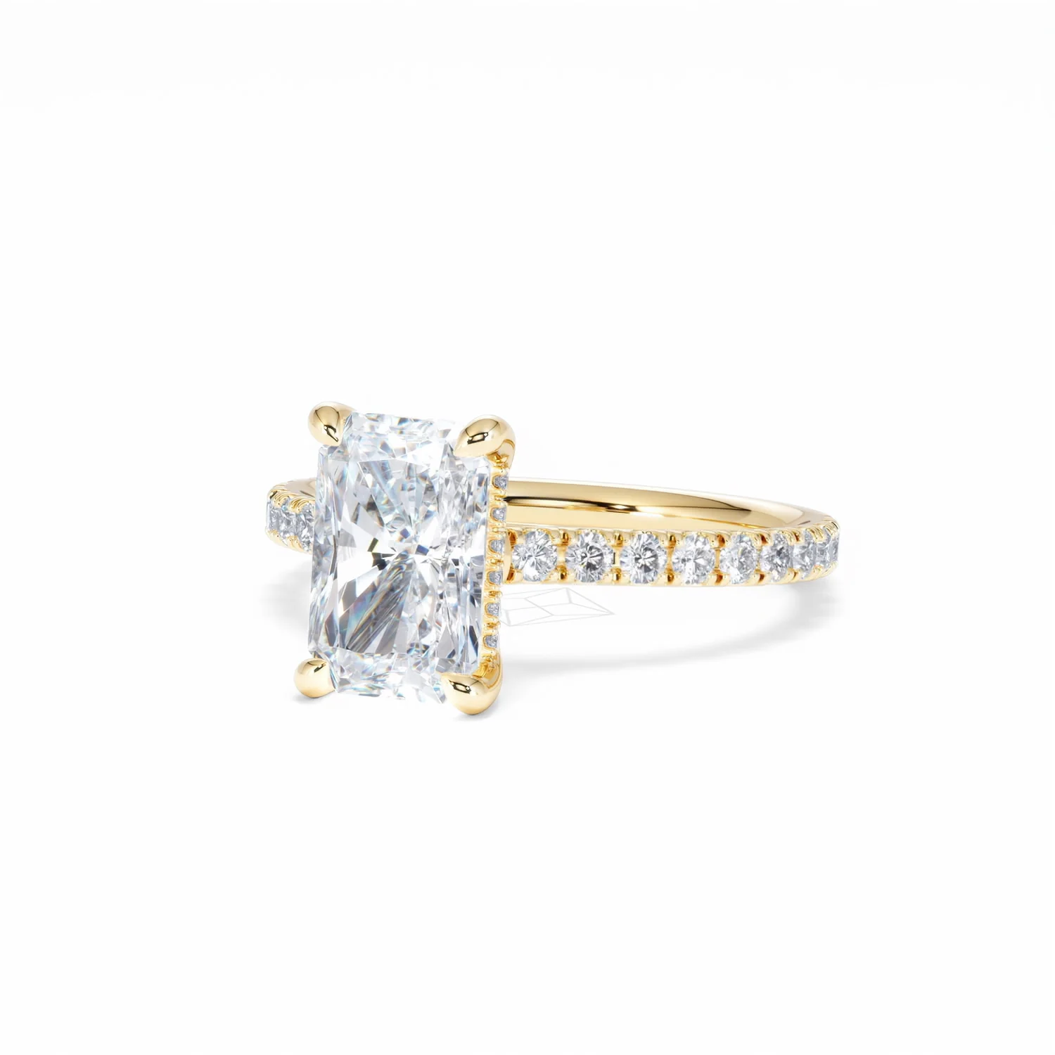 Amora Radiant 2.00ct Hidden Halo Lab Diamond Engagement Ring With Side Stones Set in 18K Gold - Image 84