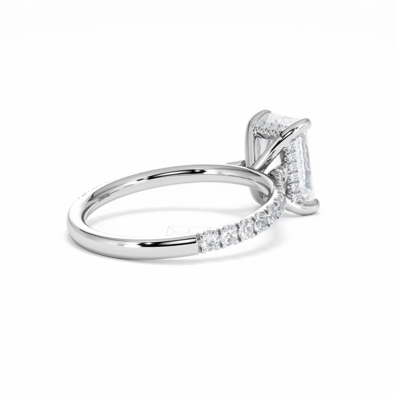 Amora Radiant 2.00ct Hidden Halo Lab Diamond Engagement Ring With Side Stones Set in 18K White Gold - Image 38