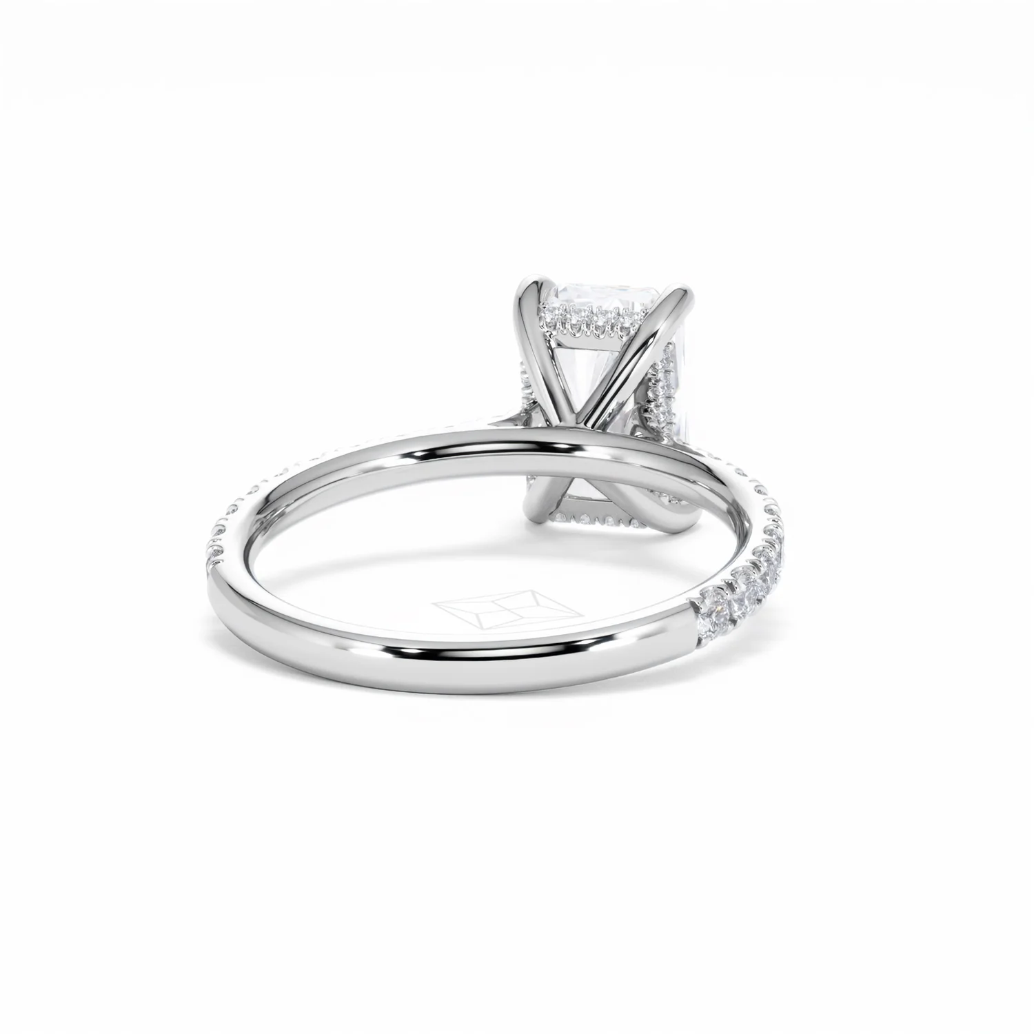 Amora Radiant 2.00ct Hidden Halo Lab Diamond Engagement Ring With Side Stones Set in 18K White Gold - Image 45