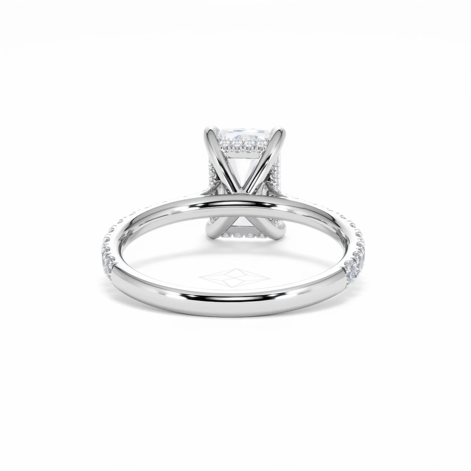 Amora Radiant 2.00ct Hidden Halo Lab Diamond Engagement Ring With Side Stones Set in 18K White Gold - Image 48