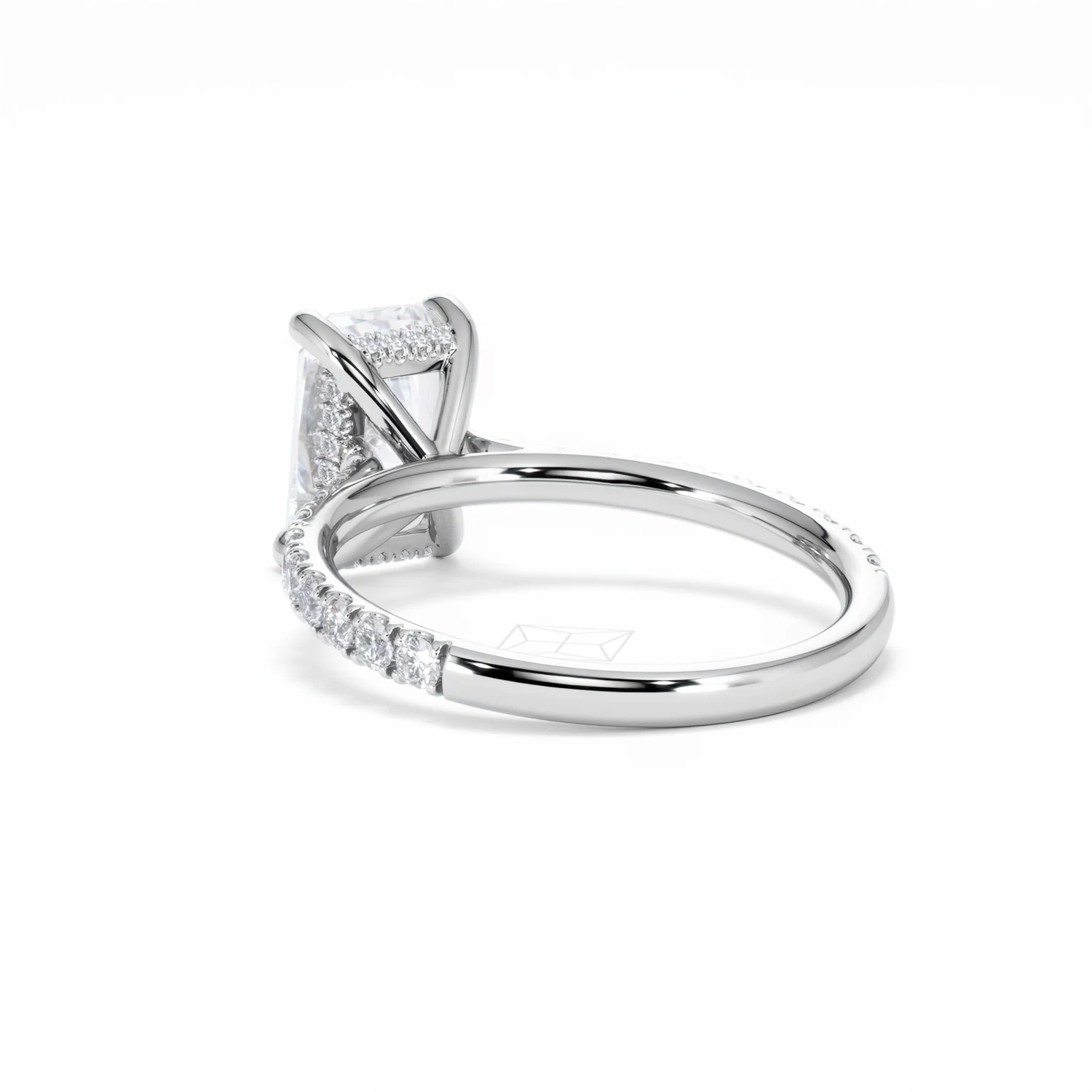 Amora Radiant 2.00ct Hidden Halo Lab Diamond Engagement Ring With Side Stones Set in 18K White Gold - Image 56