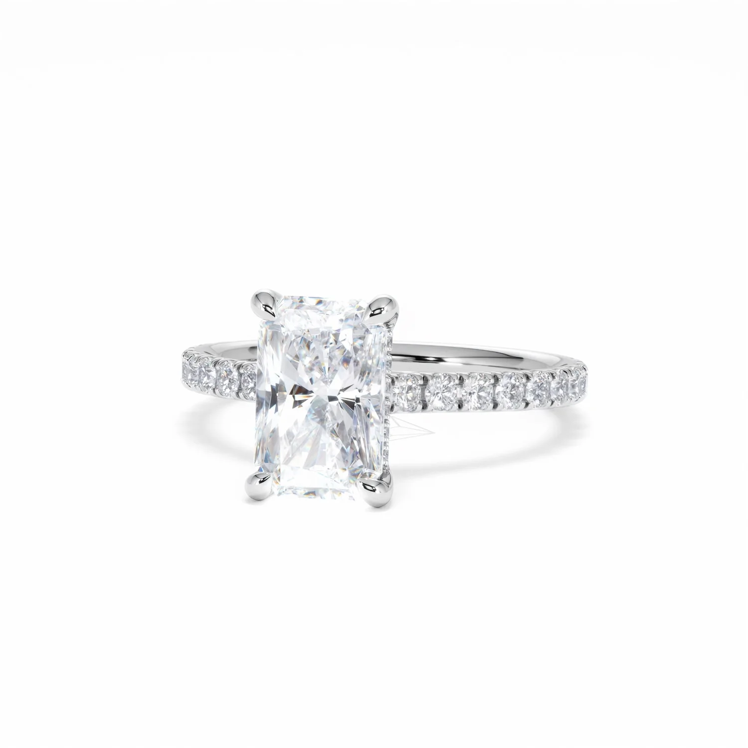 Amora Radiant 2.00ct Hidden Halo Lab Diamond Engagement Ring With Side Stones Set in 18K White Gold - Image 86