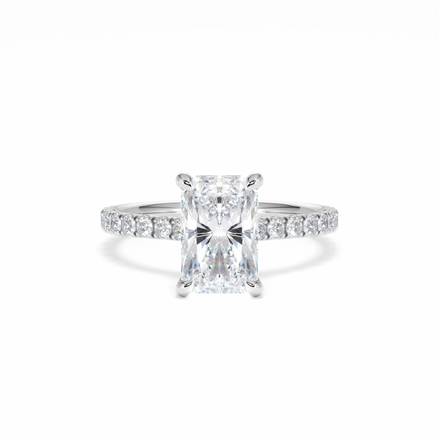 Amora Radiant 2.00ct Hidden Halo Lab Diamond Engagement Ring With Side Stones Set in Platinum - Image 10