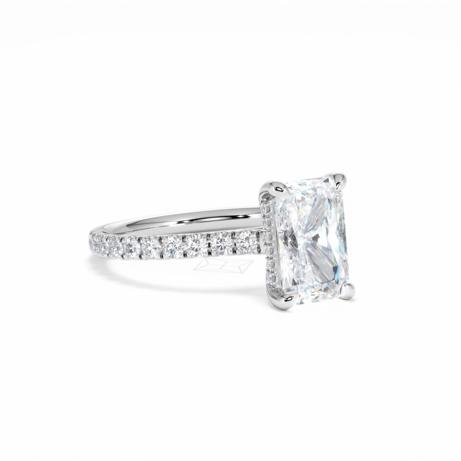 Amora Radiant 2.00ct Hidden Halo Lab Diamond Engagement Ring With Side Stones Set in Platinum - Image 17