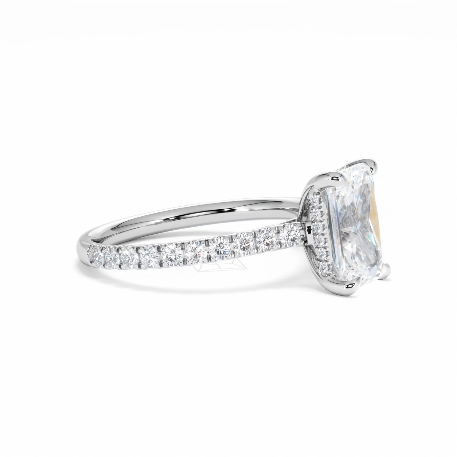 Amora Radiant 2.00ct Hidden Halo Lab Diamond Engagement Ring With Side Stones Set in Platinum - Image 23