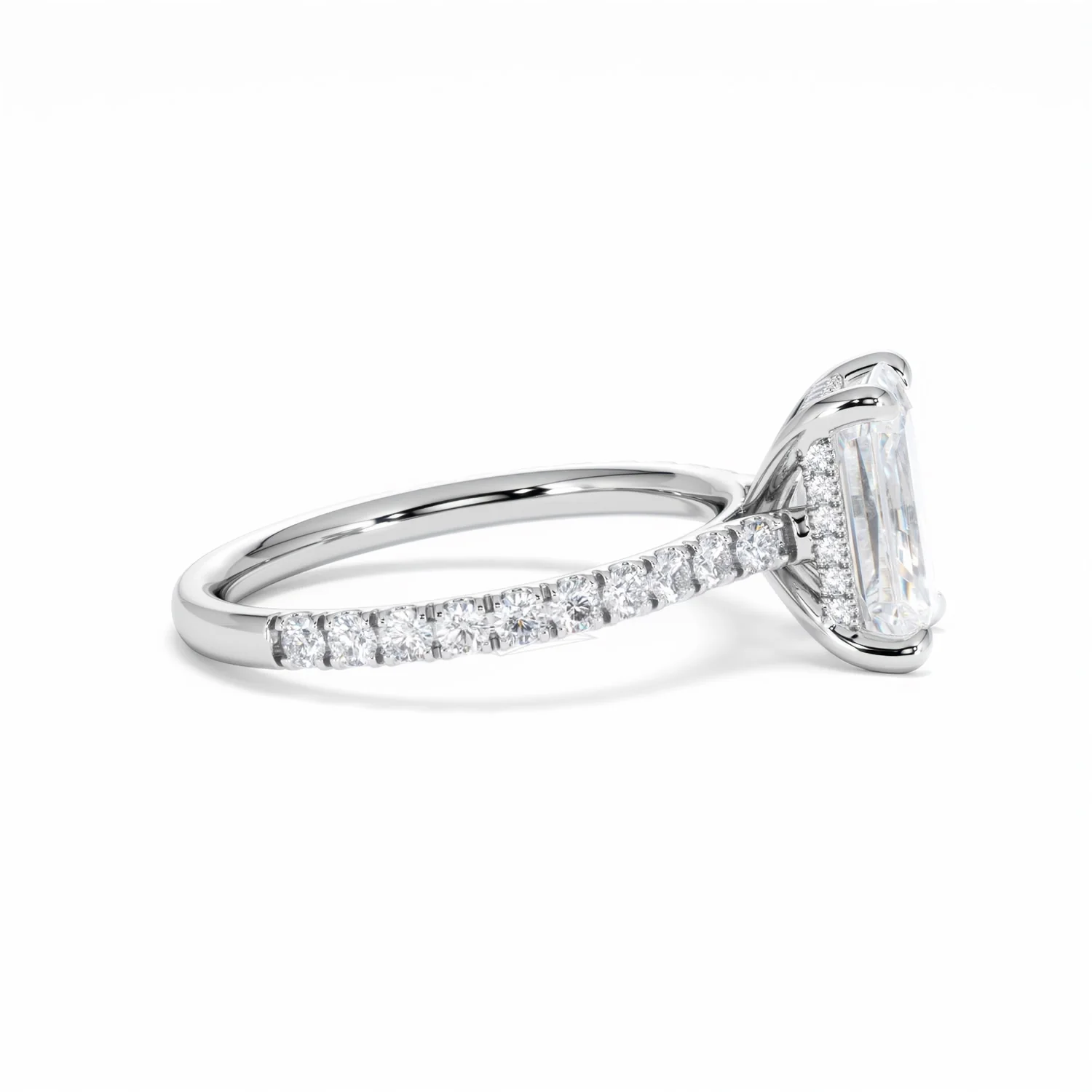 Amora Radiant 2.00ct Hidden Halo Lab Diamond Engagement Ring With Side Stones Set in Platinum - Image 28
