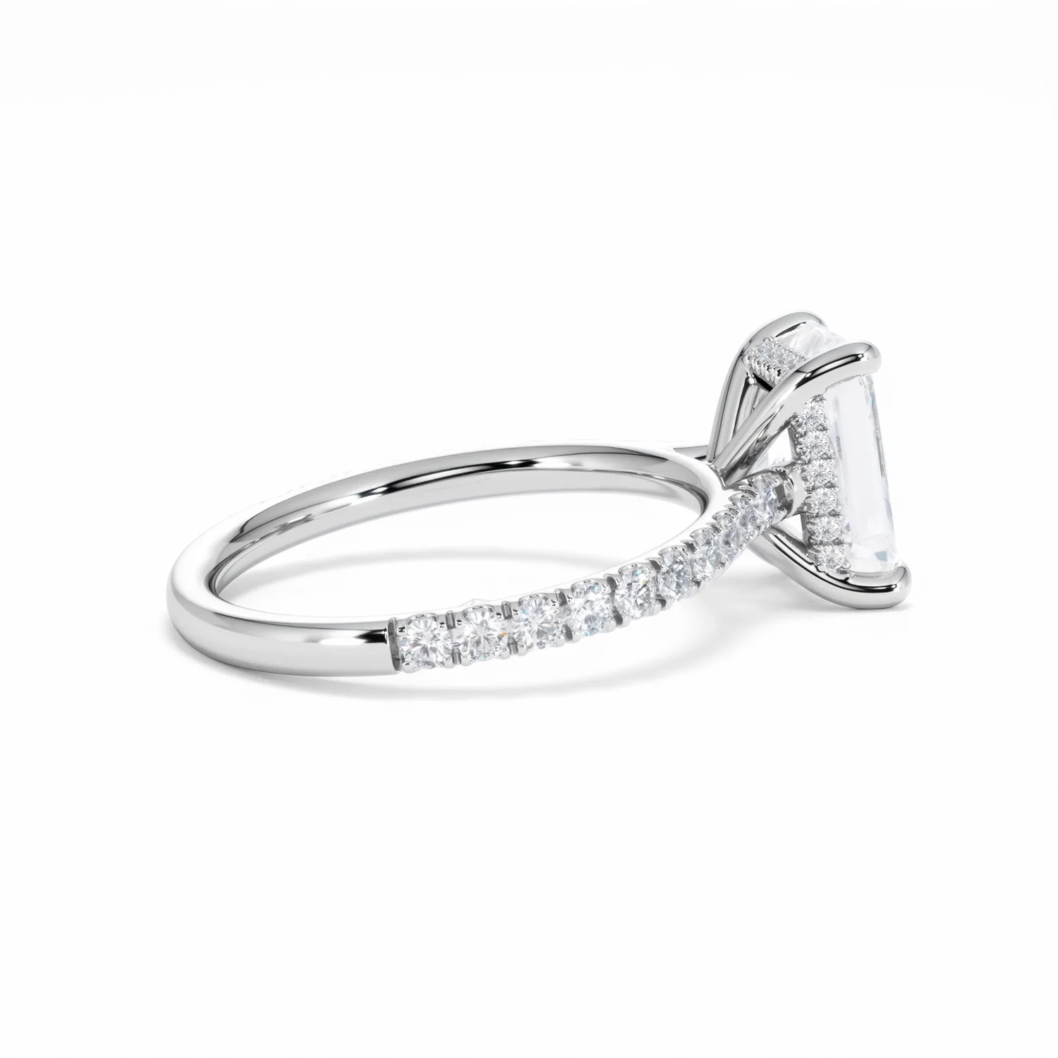 Amora Radiant 2.00ct Hidden Halo Lab Diamond Engagement Ring With Side Stones Set in Platinum - Image 34