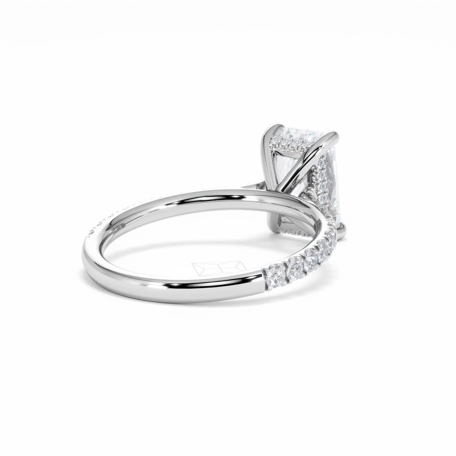 Amora Radiant 2.00ct Hidden Halo Lab Diamond Engagement Ring With Side Stones Set in Platinum - Image 42