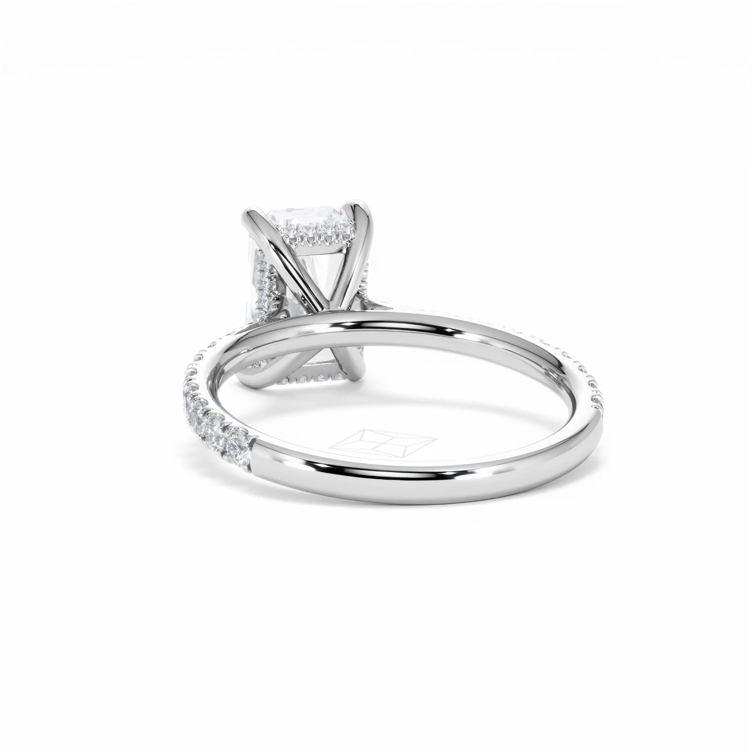Amora Radiant 2.00ct Hidden Halo Lab Diamond Engagement Ring With Side Stones Set in Platinum - Image 54