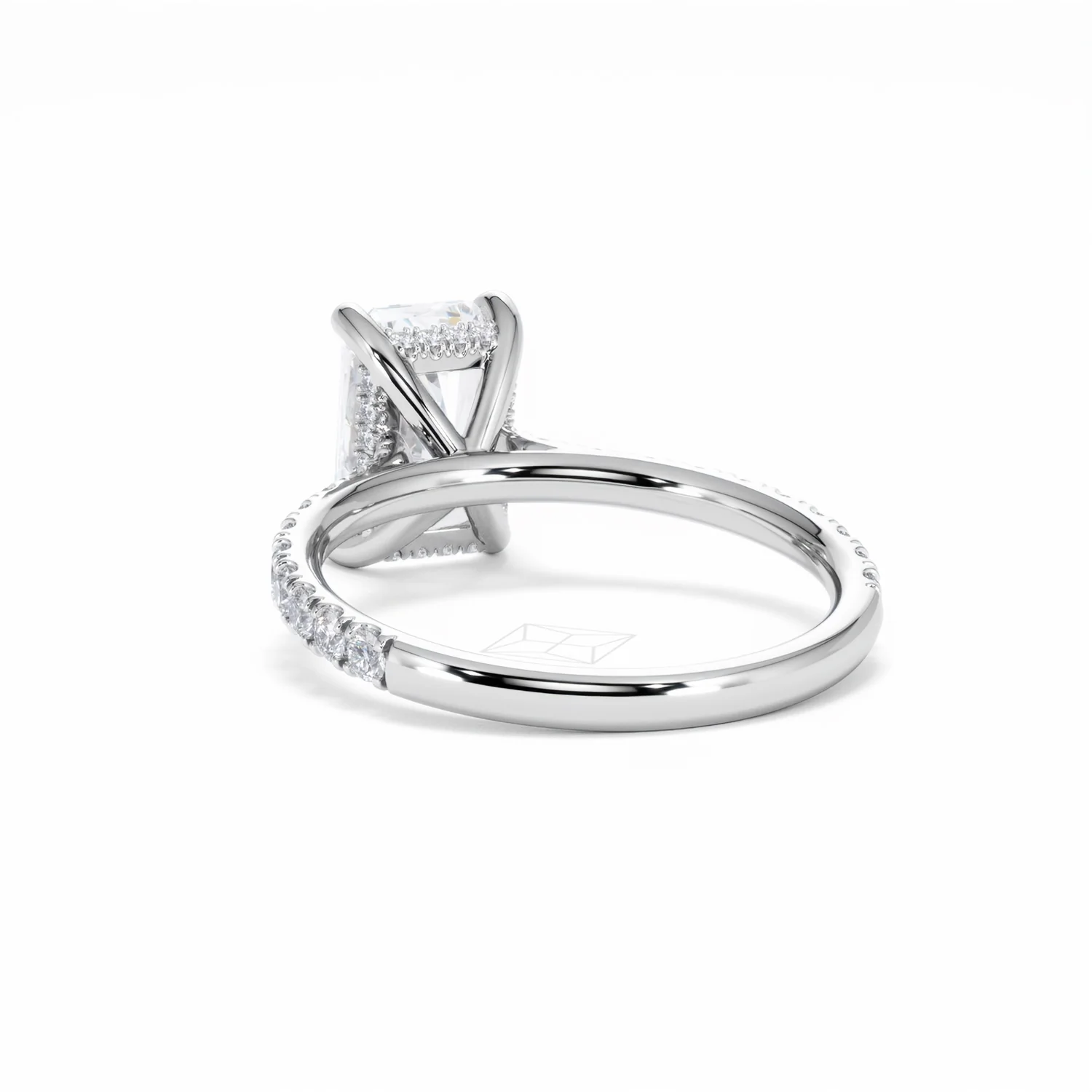 Amora Radiant 2.00ct Hidden Halo Lab Diamond Engagement Ring With Side Stones Set in Platinum - Image 55