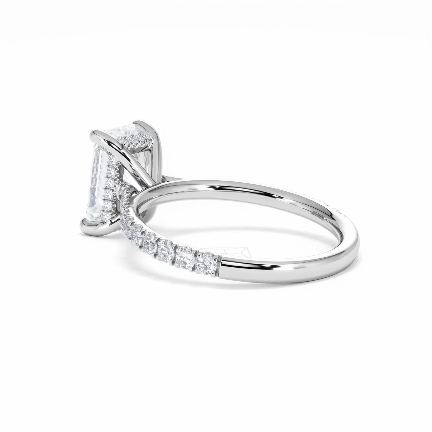 Amora Radiant 2.00ct Hidden Halo Lab Diamond Engagement Ring With Side Stones Set in Platinum - Image 61