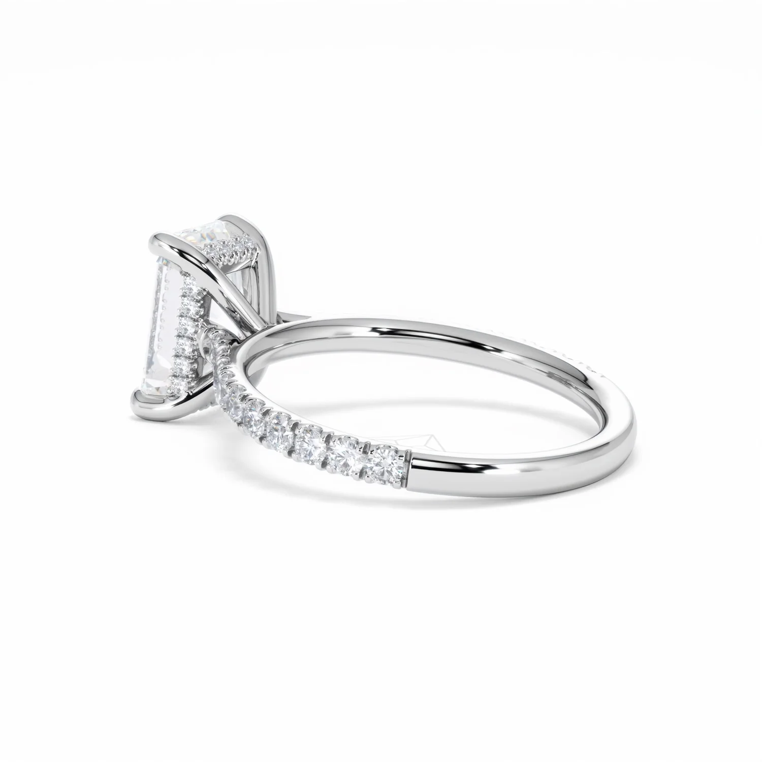 Amora Radiant 2.00ct Hidden Halo Lab Diamond Engagement Ring With Side Stones Set in Platinum - Image 62