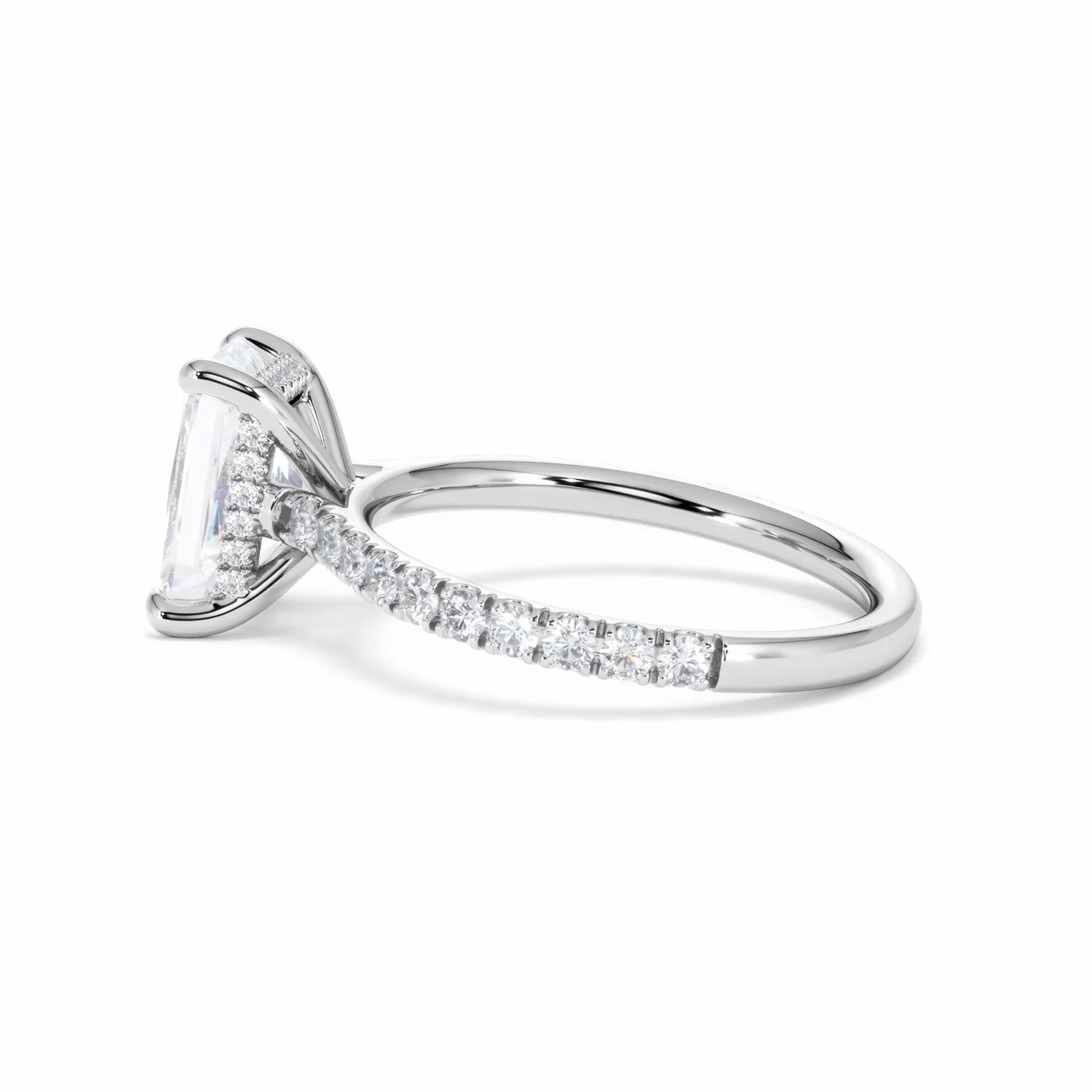 Amora Radiant 2.00ct Hidden Halo Lab Diamond Engagement Ring With Side Stones Set in Platinum - Image 67
