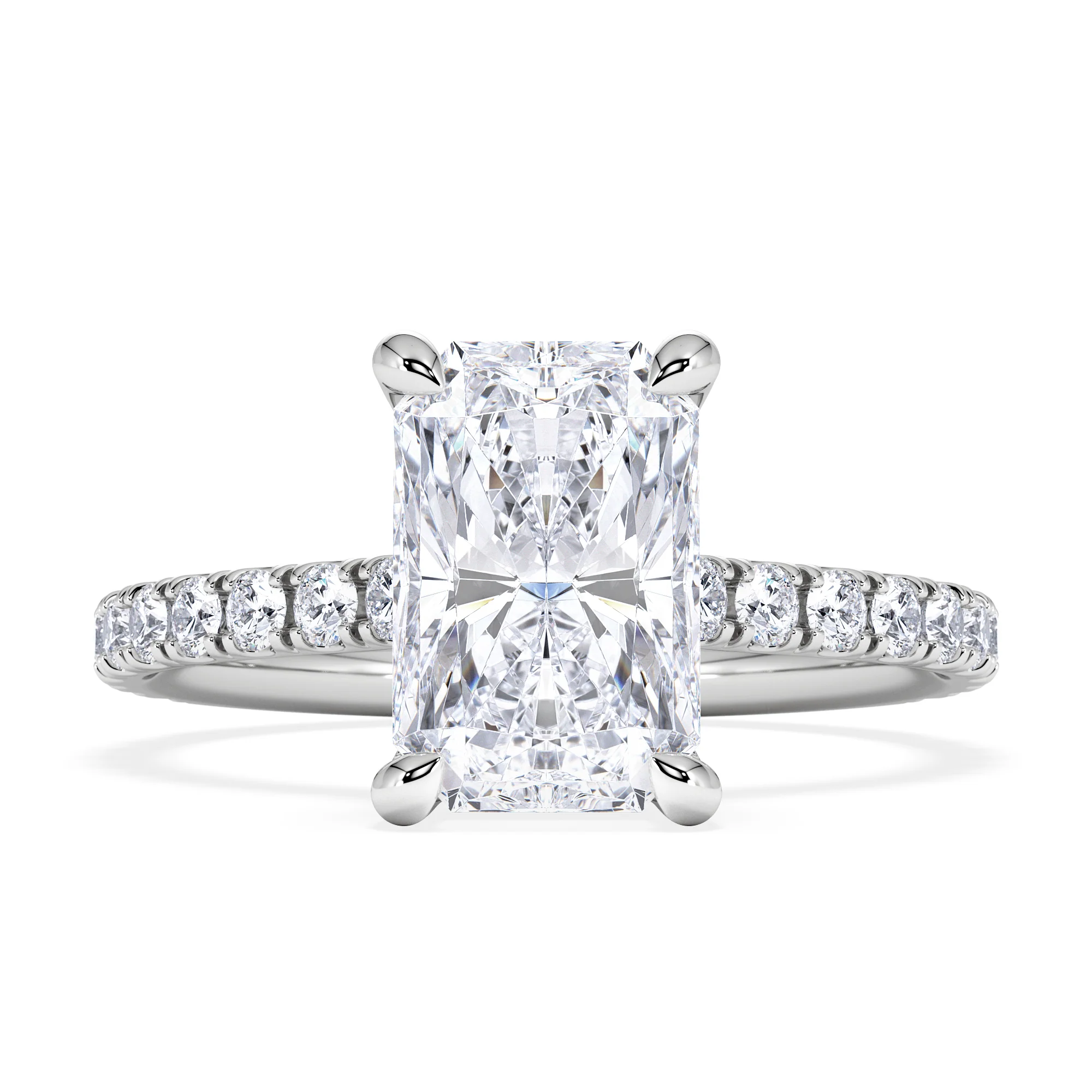 Amora Radiant 2.00ct Hidden Halo Lab Diamond Engagement Ring With Side Stones Set in Platinum - Image 7