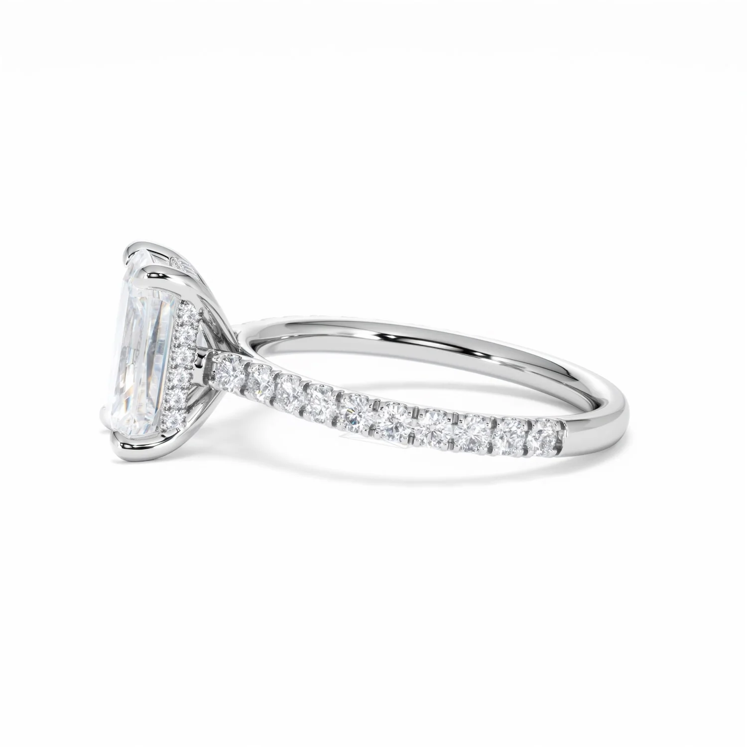 Amora Radiant 2.00ct Hidden Halo Lab Diamond Engagement Ring With Side Stones Set in Platinum - Image 72