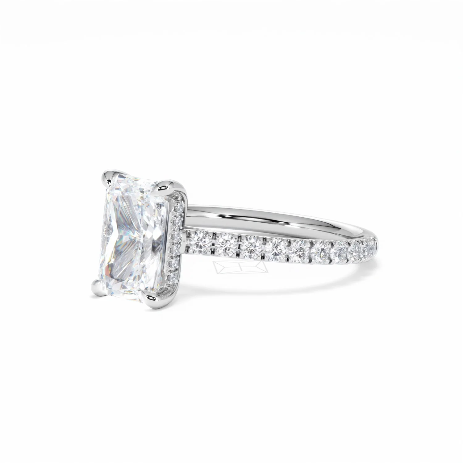 Amora Radiant 2.00ct Hidden Halo Lab Diamond Engagement Ring With Side Stones Set in Platinum - Image 81