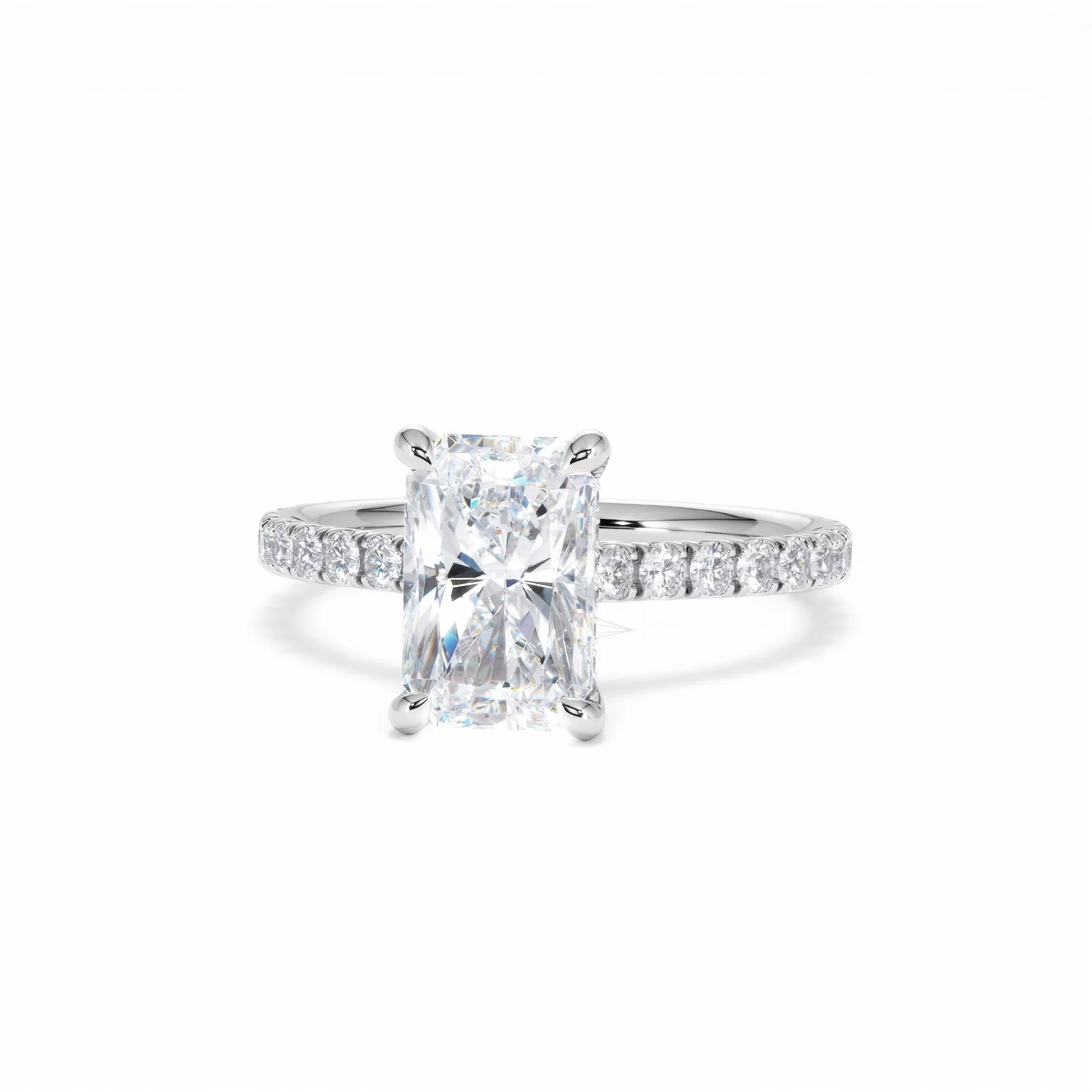 Amora Radiant 2.00ct Hidden Halo Lab Diamond Engagement Ring With Side Stones Set in Platinum - Image 88