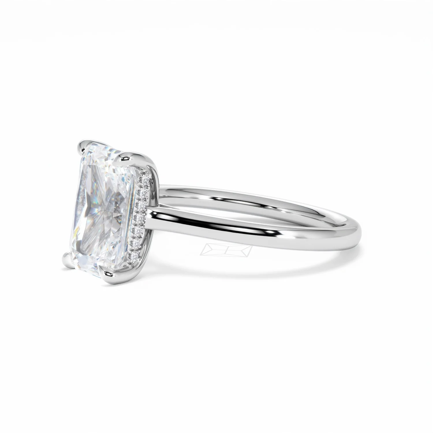 Amora Radiant 3.00ct Hidden Halo Lab Diamond Engagement Ring G/VS1 Set in 18K White Gold - Image 76