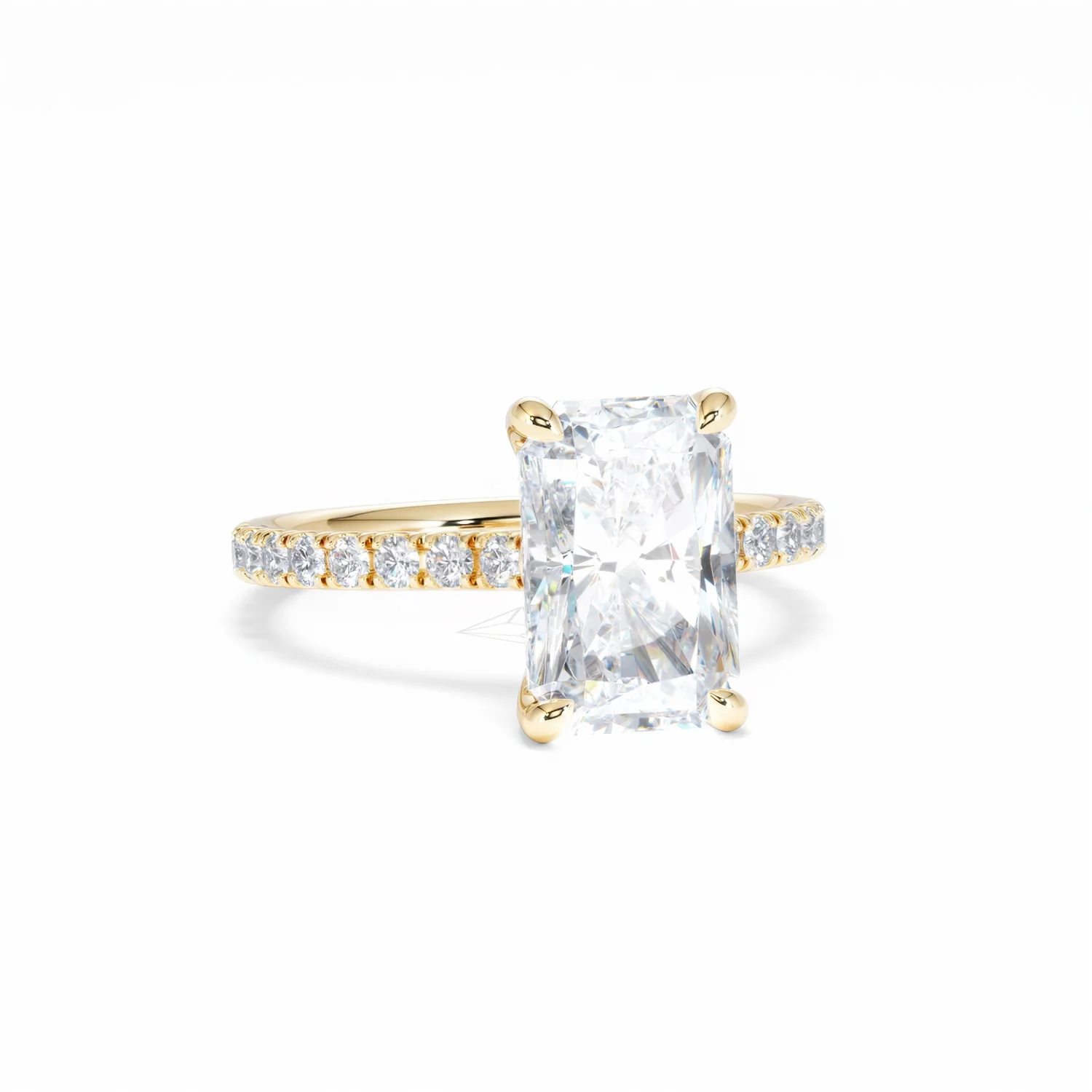 Amora Radiant 3.00ct Hidden Halo Lab Diamond Engagement Ring With Side Stones Set in 18K Gold - Image 13