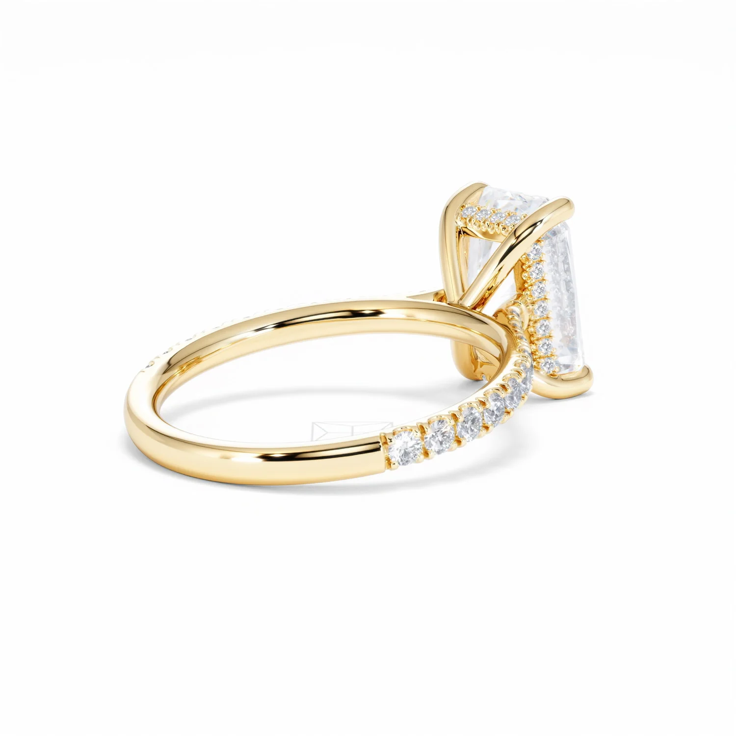 Amora Radiant 3.00ct Hidden Halo Lab Diamond Engagement Ring With Side Stones Set in 18K Gold - Image 40