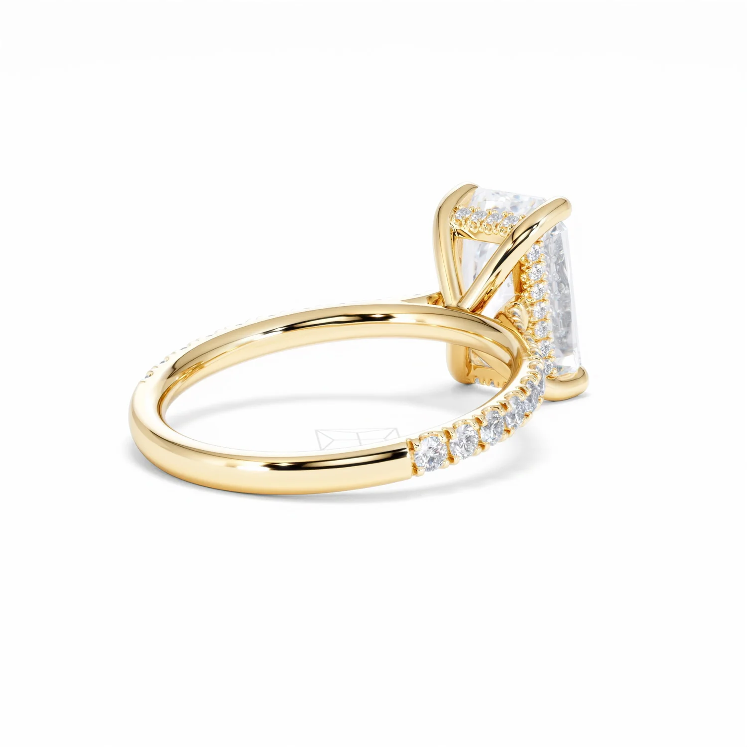 Amora Radiant 3.00ct Hidden Halo Lab Diamond Engagement Ring With Side Stones Set in 18K Gold - Image 41