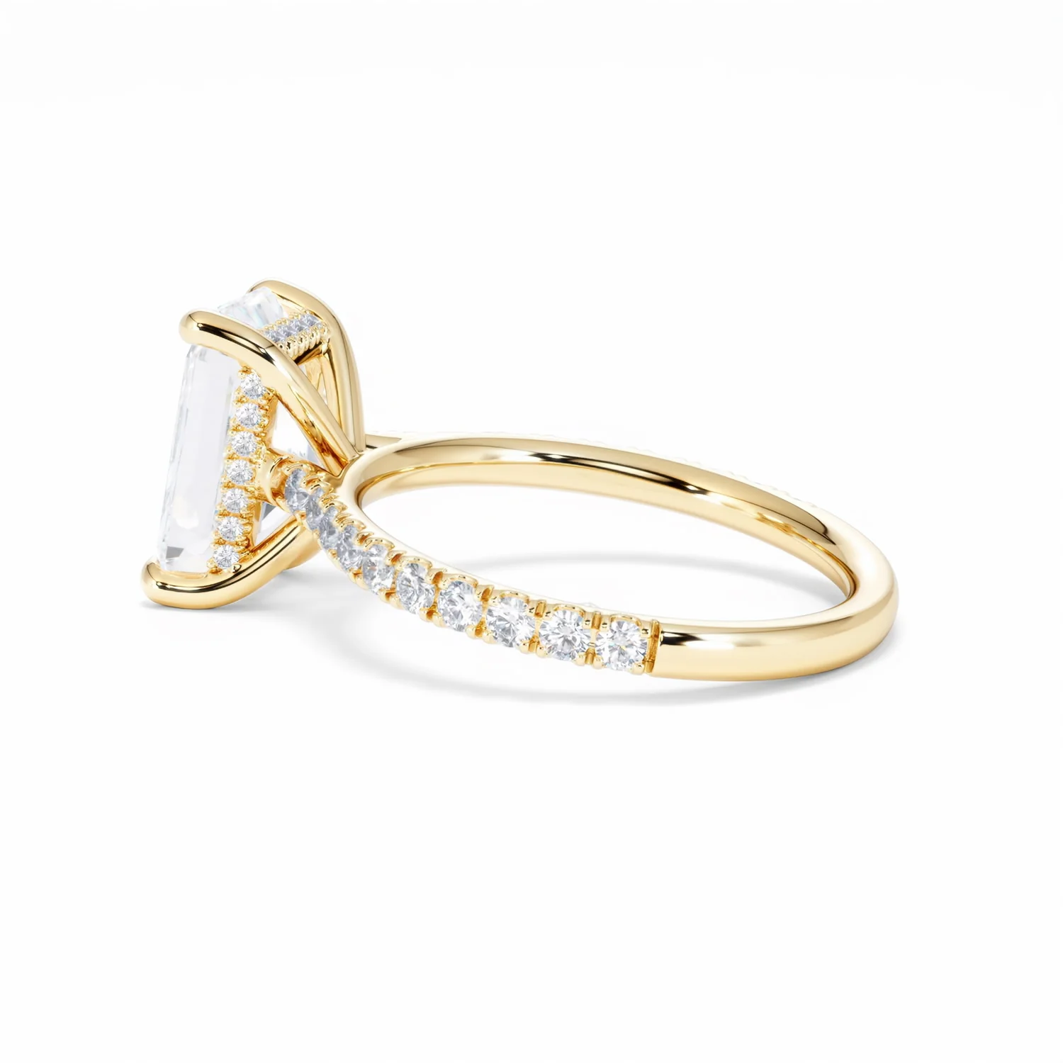 Amora Radiant 3.00ct Hidden Halo Lab Diamond Engagement Ring With Side Stones Set in 18K Gold - Image 65