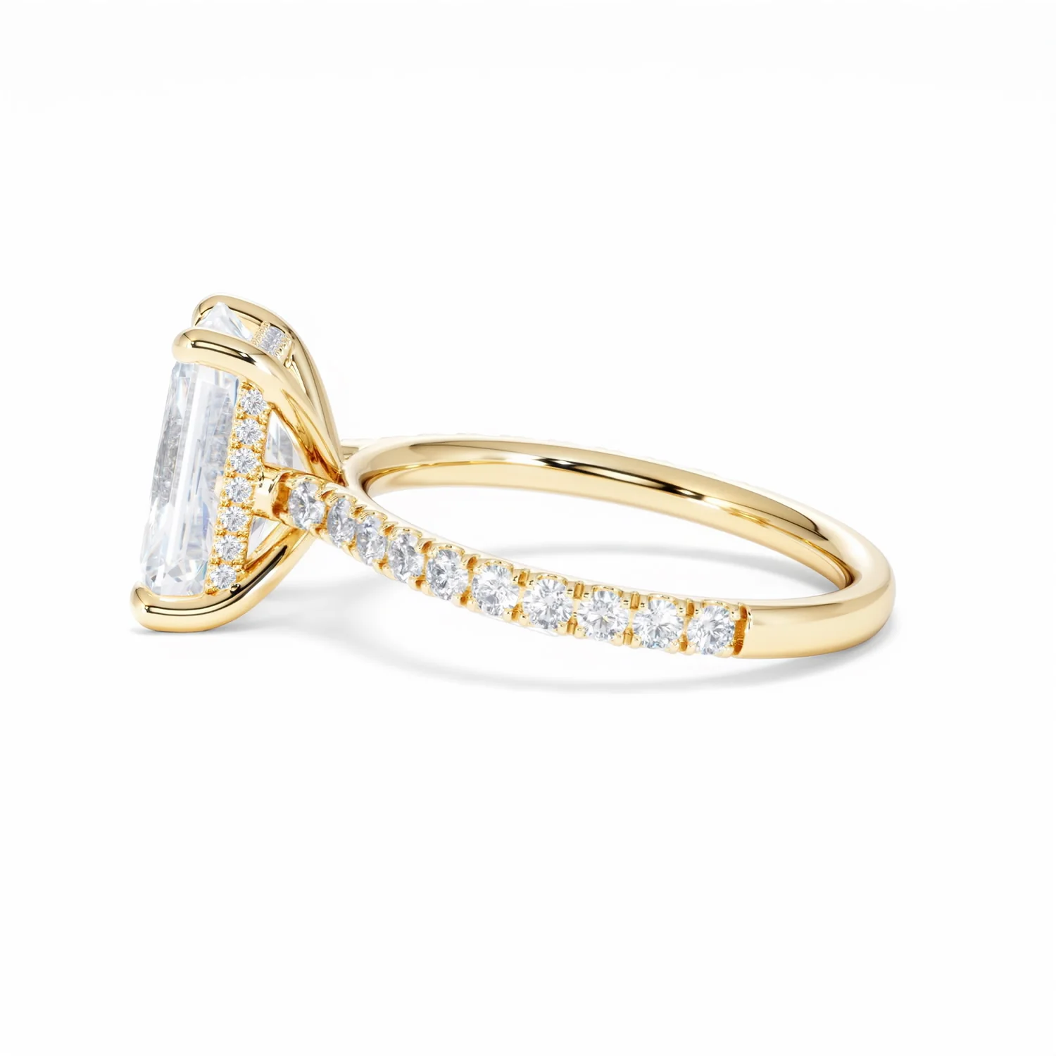 Amora Radiant 3.00ct Hidden Halo Lab Diamond Engagement Ring With Side Stones Set in 18K Gold - Image 69