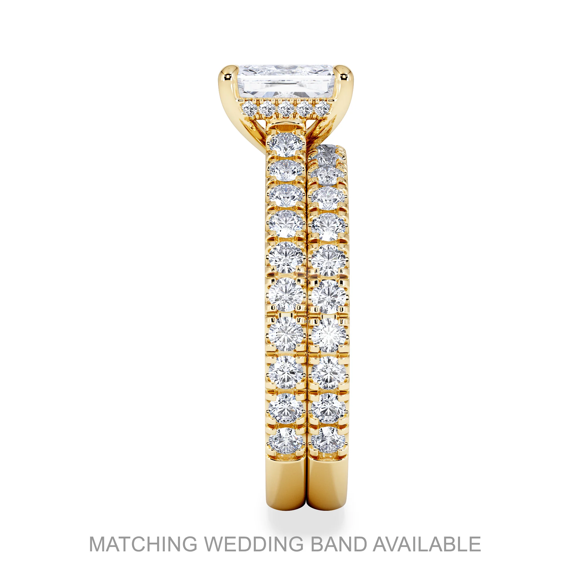 Amora Radiant 3.00ct Hidden Halo Lab Diamond Engagement Ring With Side Stones Set in 18K Gold - Image 7