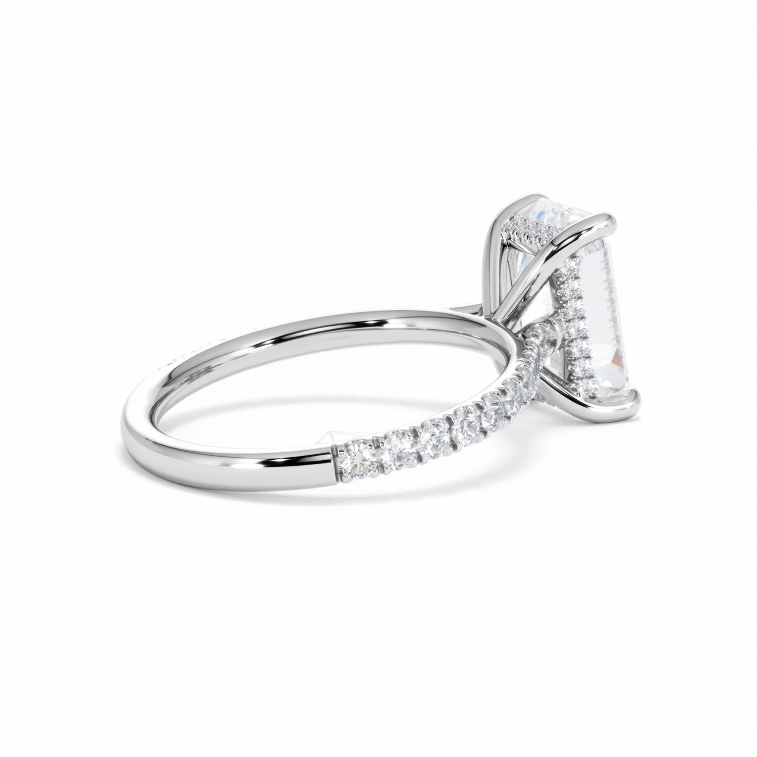 Amora Radiant 3.00ct Hidden Halo Lab Diamond Engagement Ring With Side Stones Set in 18K White Gold - Image 37